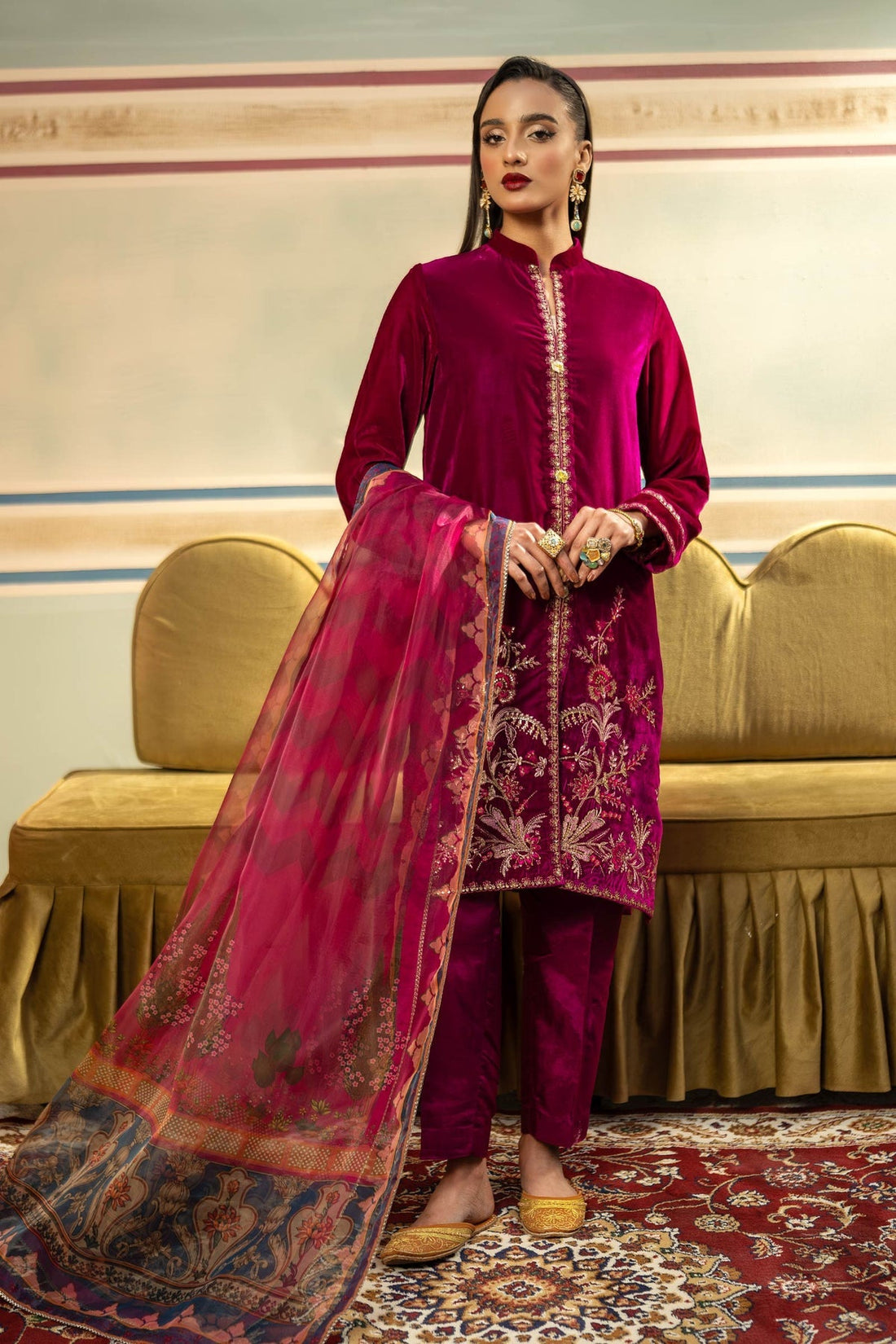 Maria B | M Basics Festive Velvet | MB-USW24-605 by Maria B - Designer Dress - Type: Ladies Clothes - Available at Libayah - 100% Original