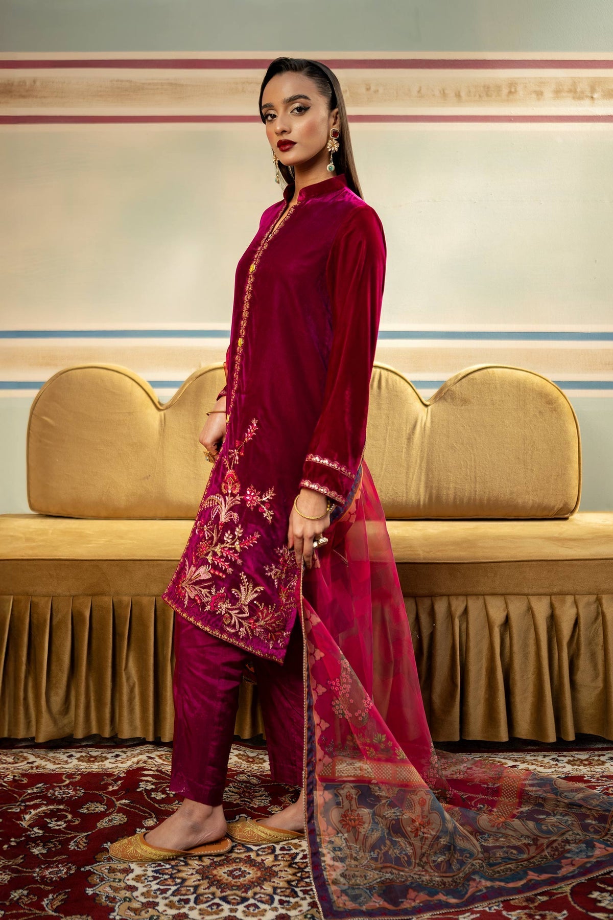 Maria B | M Basics Festive Velvet | MB-USW24-605 by Maria B - Designer Dress - Type: Ladies Clothes - Available at Libayah - 100% Original