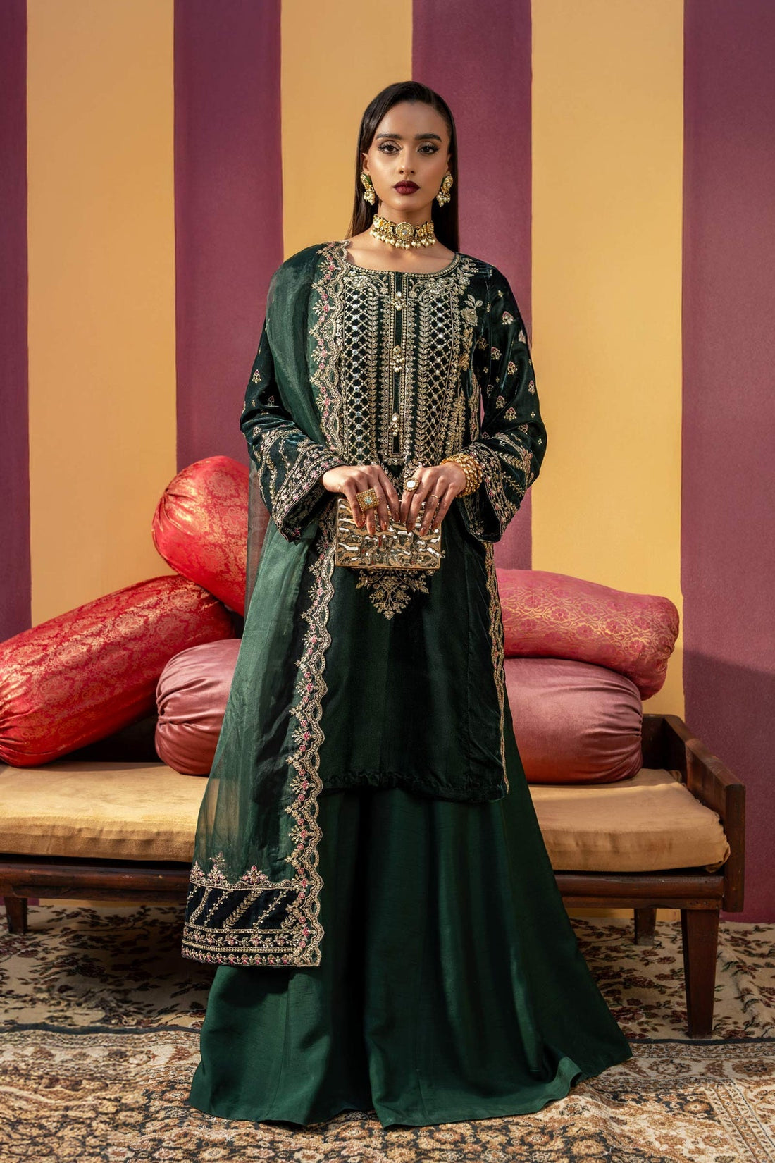 Maria B | M Basics Festive Velvet | MB-USW24-606 by Maria B - Designer Dress - Type: Ladies Clothes - Available at Libayah - 100% Original