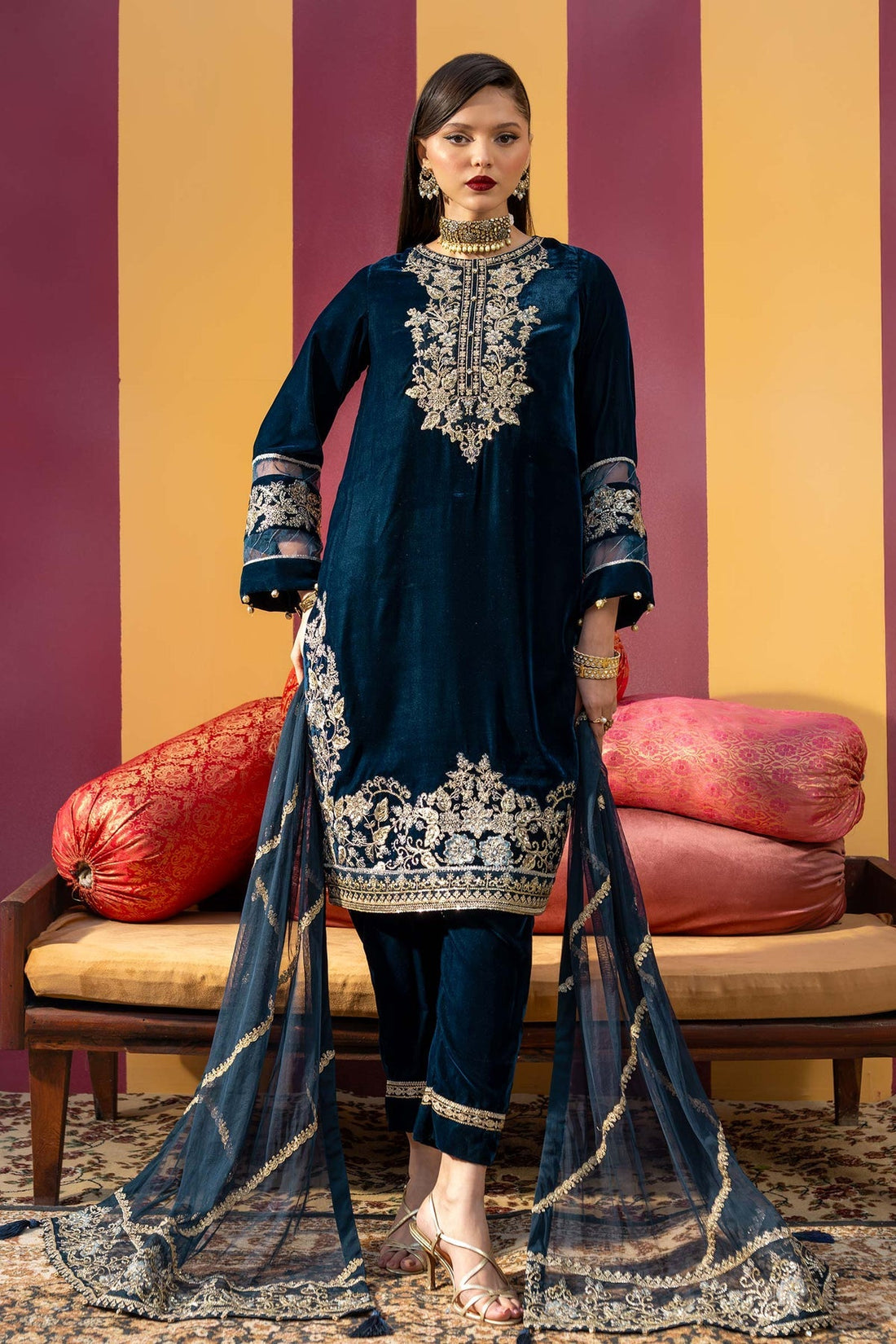 Maria B | M Basics Festive Velvet | MB-USW24-607 by Maria B - Designer Dress - Type: Ladies Clothes - Available at Libayah - 100% Original