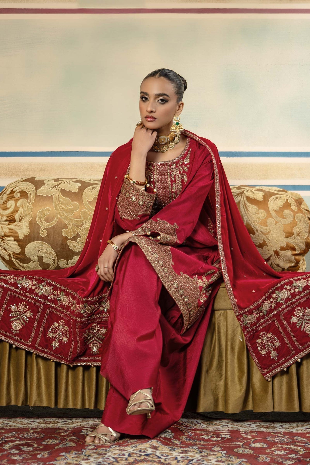 Maria B | M Basics Festive Velvet | MB-USW24-602 by Maria B - Designer Dress - Type: Ladies Clothes - Available at Libayah - 100% Original