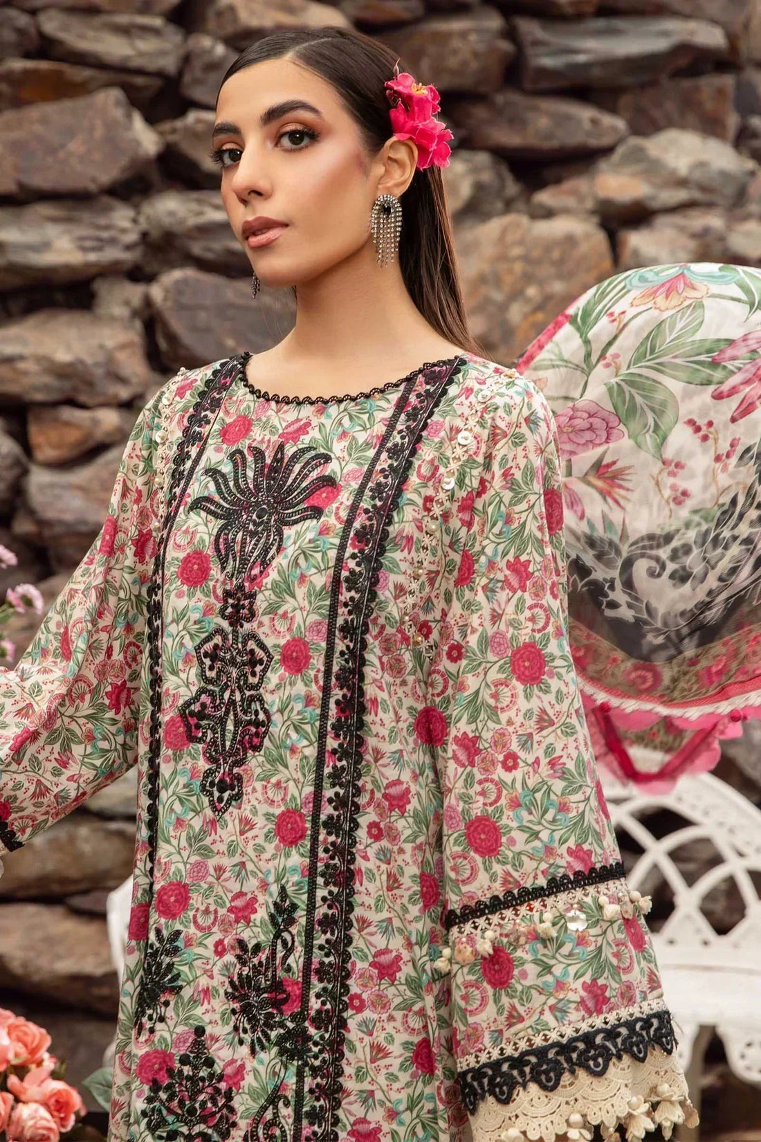 Maria B | M Prints Spring 24 | MPT-2113-A by Maria B - Designer Dress  - Type : Ladies Clothes - Available at Libayah - 100% Original 