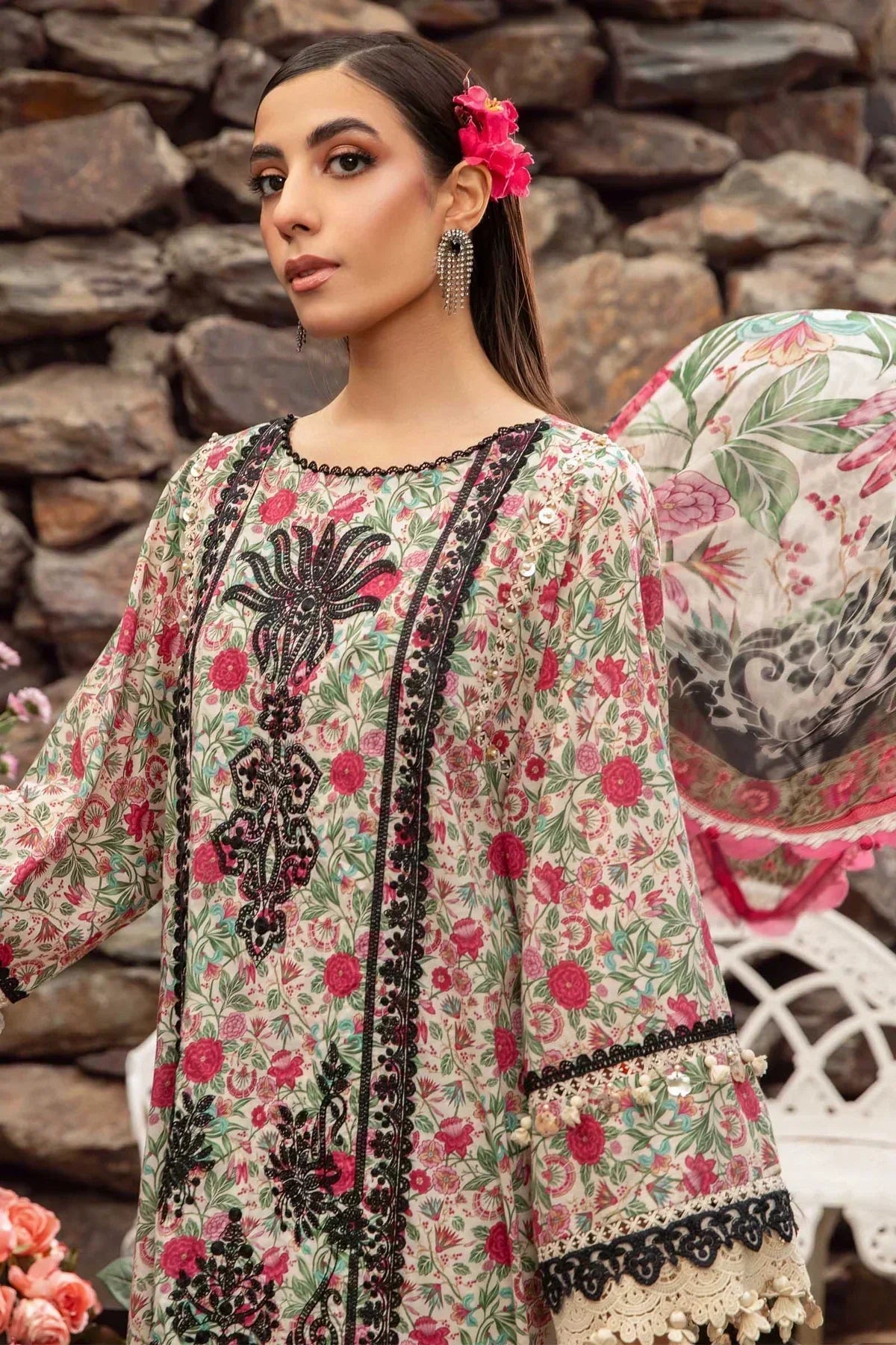 Maria B | M Prints Spring 24 | MPT-2113-A by Maria B - Designer Dress  - Type : Ladies Clothes - Available at Libayah - 100% Original 