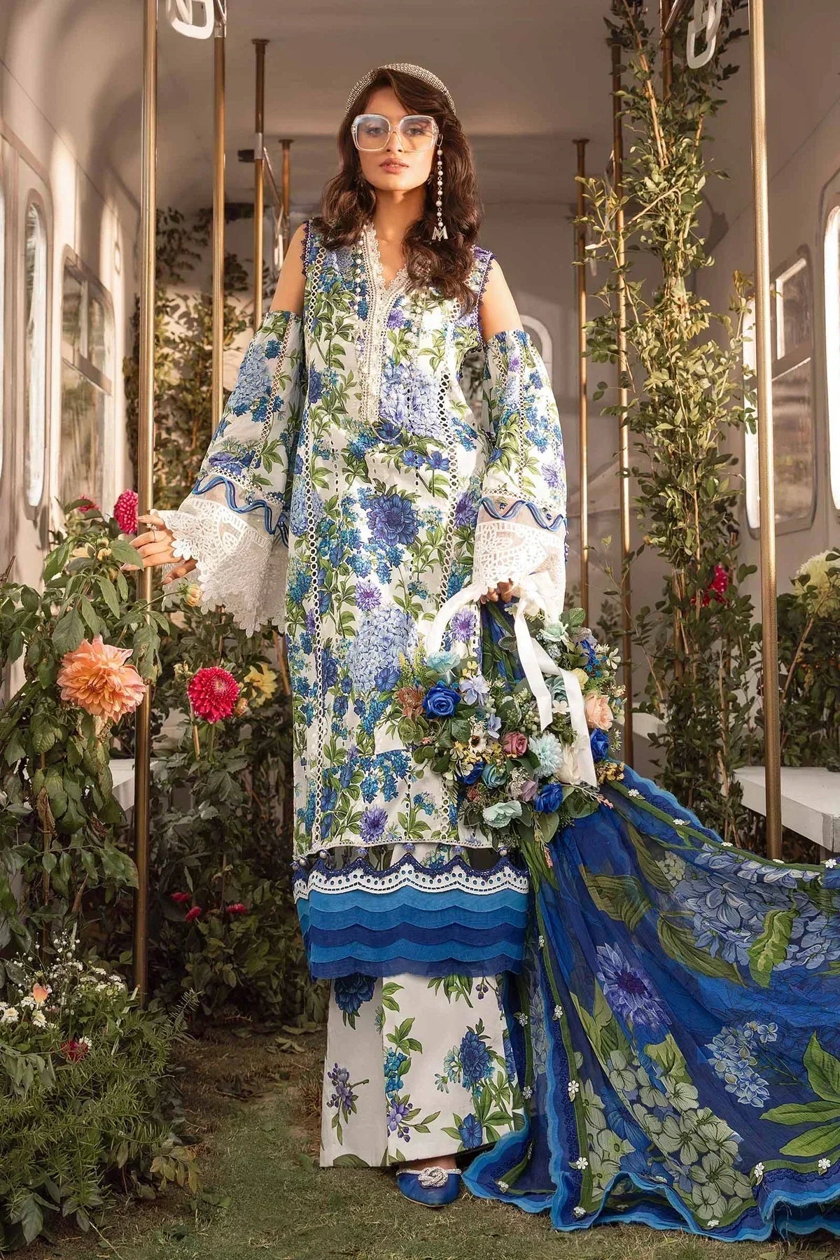 Maria B | M Prints Spring 24 | MPT-2102-B by Maria B - Designer Dress  - Type : Ladies Clothes - Available at Libayah - 100% Original 