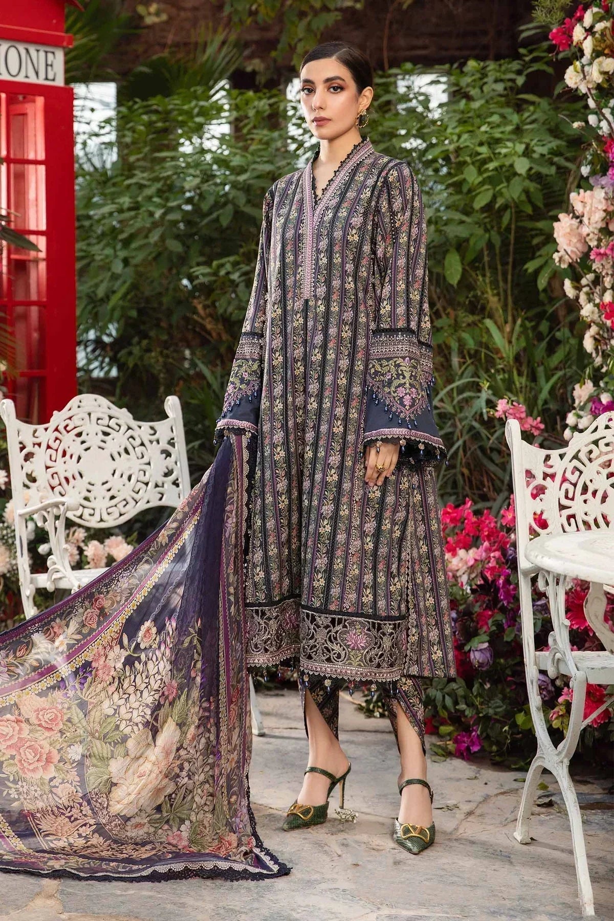 Maria B | M prints Spring 24 | MPT-2107-B by Maria B - Designer Dress  - Type : Ladies Clothes - Available at Libayah - 100% Original 