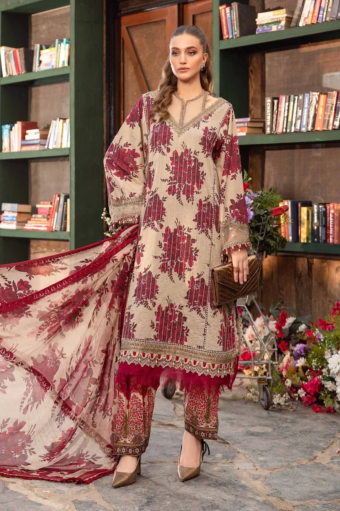 Maria B | M Prints Spring 24 | MPT-2110-A by Maria B - Designer Dress  - Type : Ladies Clothes - Available at Libayah - 100% Original 