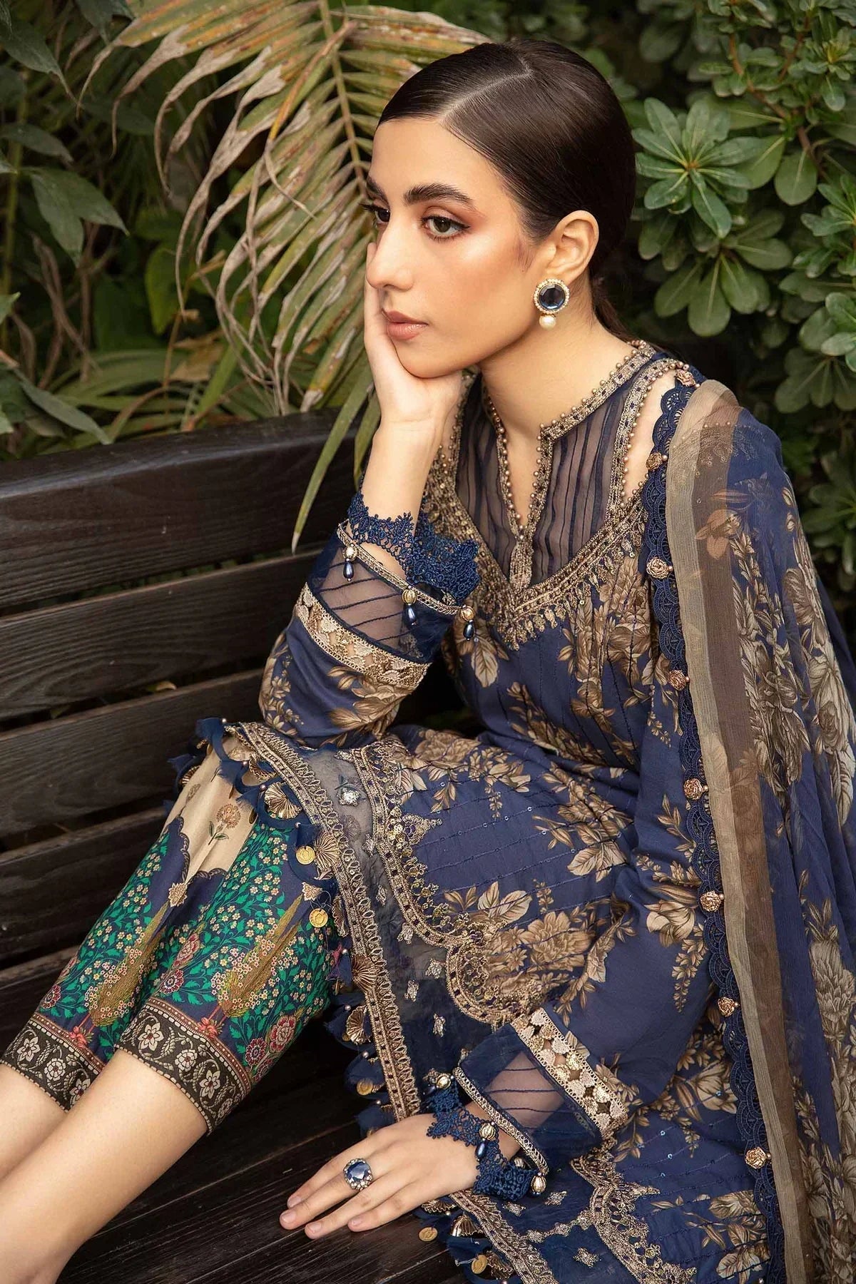 Maria B | M Prints Spring 24 | MPT-2110-B by Maria B - Designer Dress  - Type : Ladies Clothes - Available at Libayah - 100% Original 
