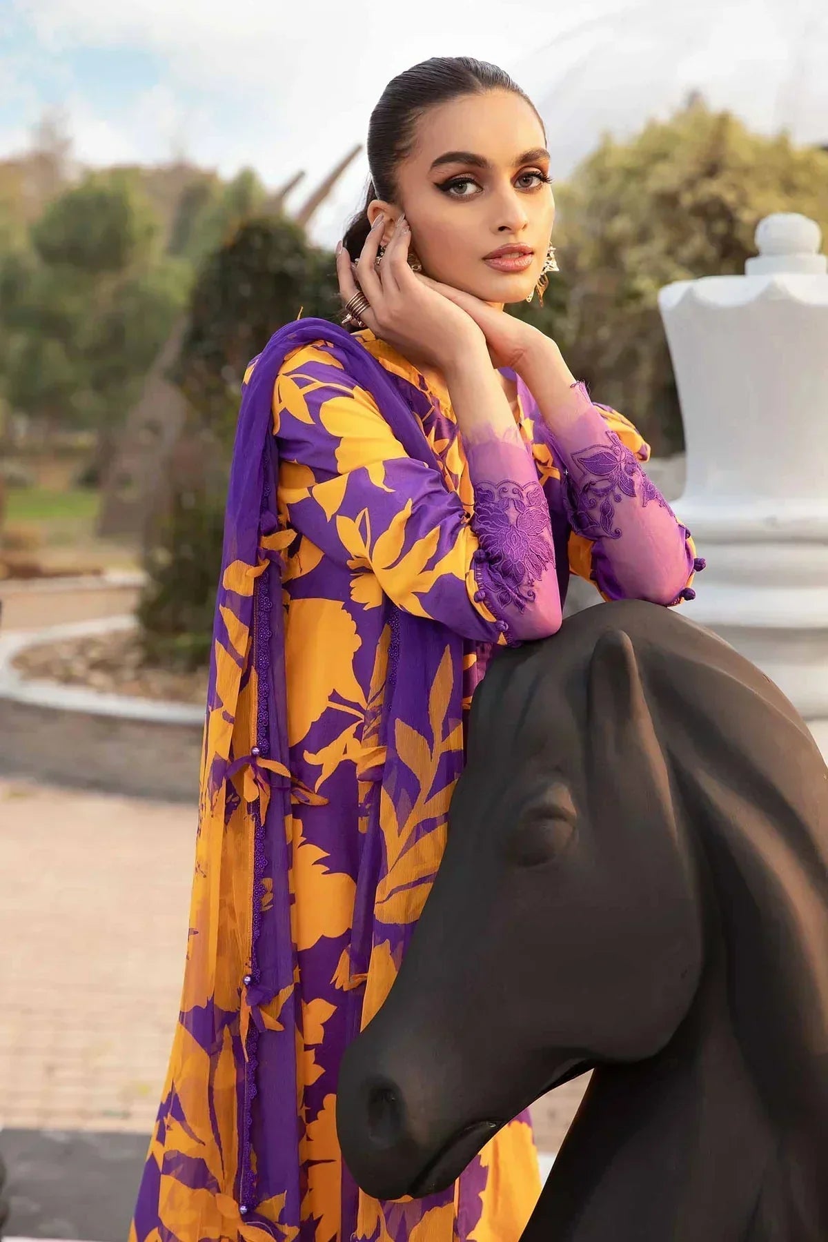 Maria B | M Prints Spring 24 | MPT-2111-A by Maria B - Designer Dress  - Type : Ladies Clothes - Available at Libayah - 100% Original 