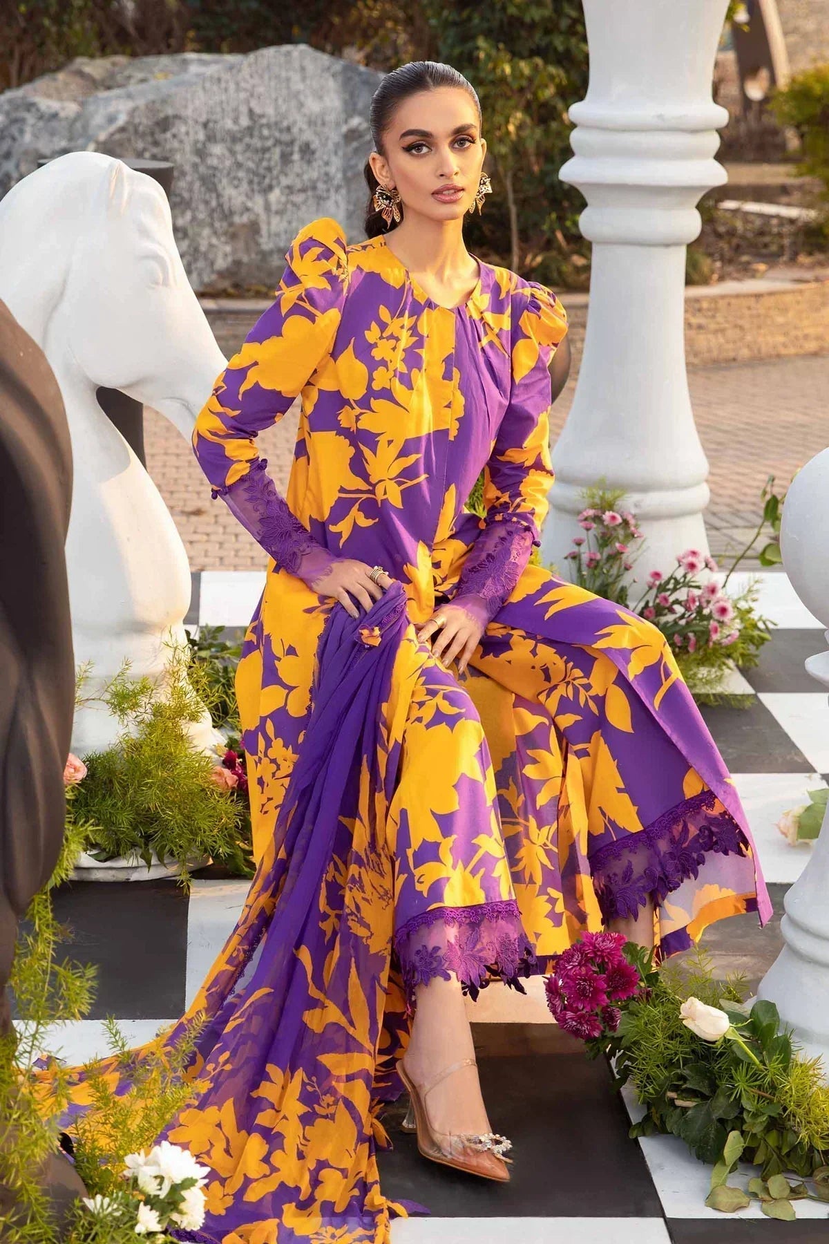 Maria B | M Prints Spring 24 | MPT-2111-A by Maria B - Designer Dress  - Type : Ladies Clothes - Available at Libayah - 100% Original 