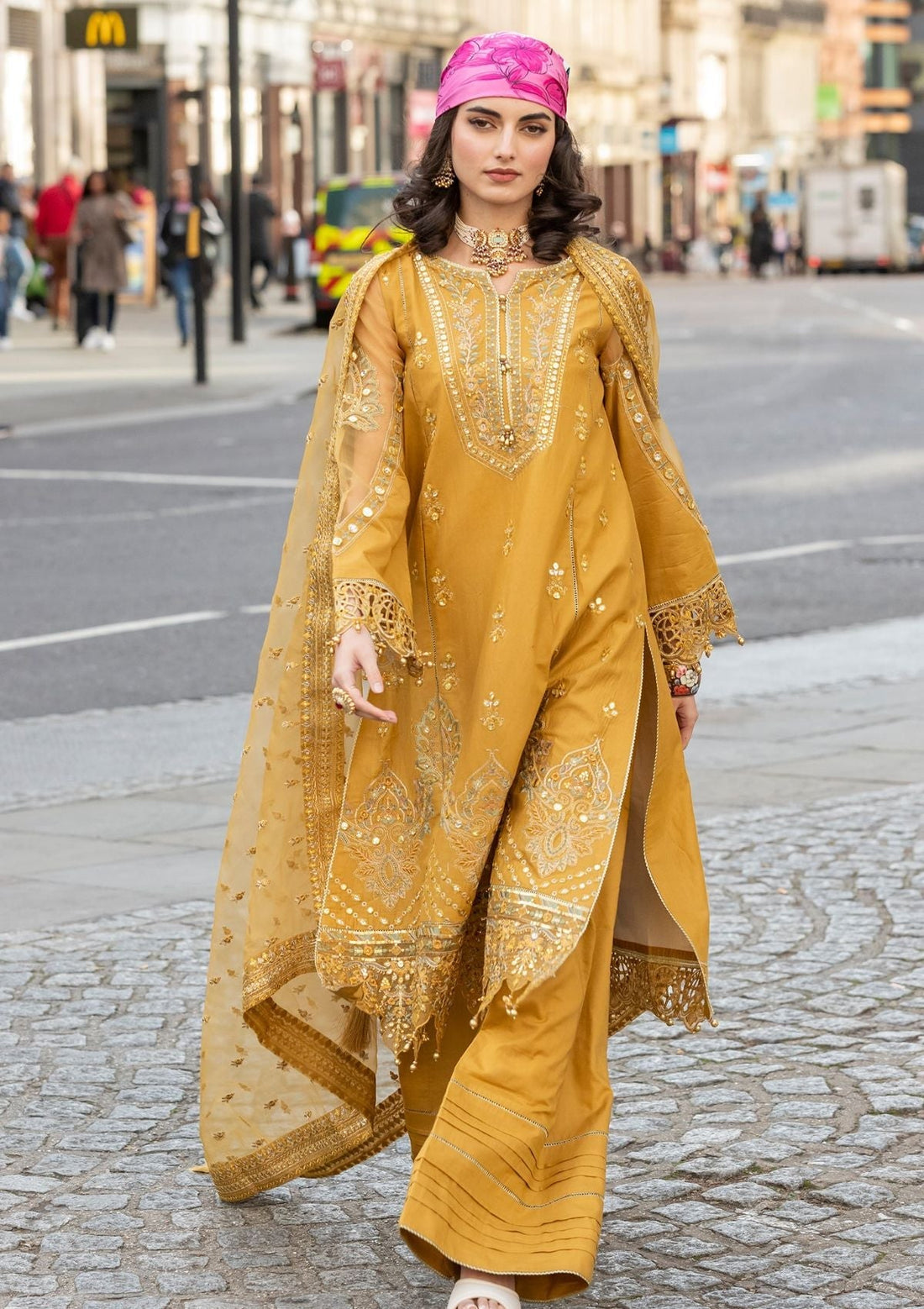 Meem | Luxury Eid Lawn 24 | MD-03 MUSTARD by Meem - Designer Dress - Type: Ladies Clothes - Available at Libayah - 100% Original