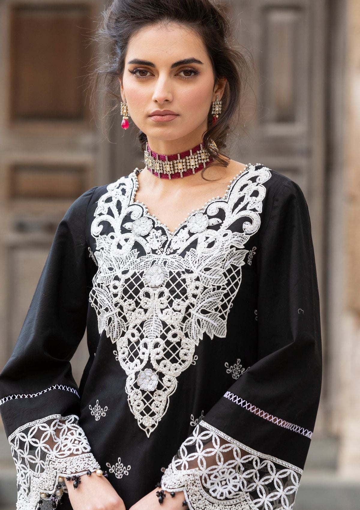 Meem | Luxury Eid Lawn 24 | MD-01 BLACK by Meem - Designer Dress - Type: Ladies Clothes - Available at Libayah - 100% Original