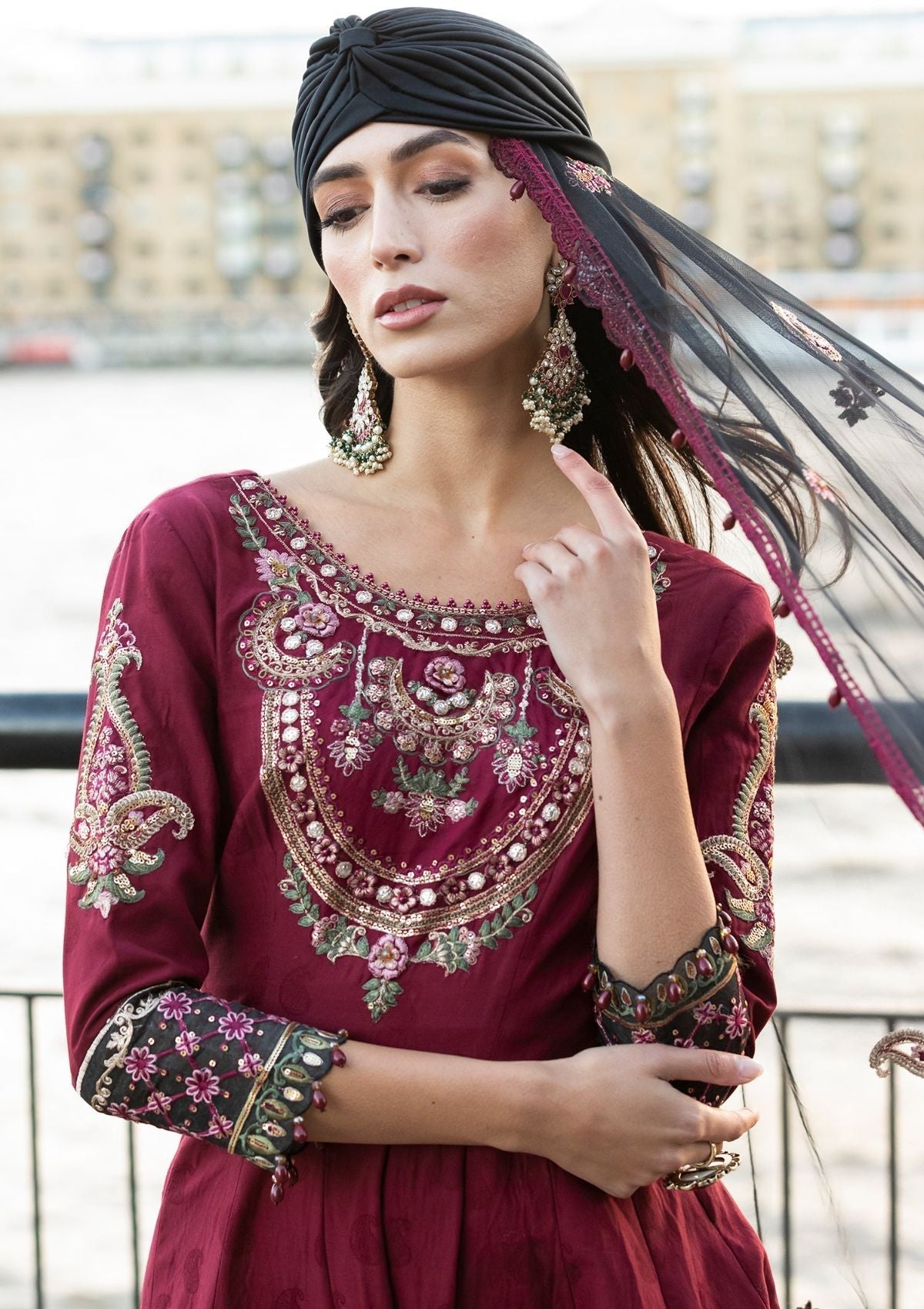 Meem | Luxury Eid Lawn 24 | MD-11 MAROON by Meem - Designer Dress - Type: Ladies Clothes - Available at Libayah - 100% Original
