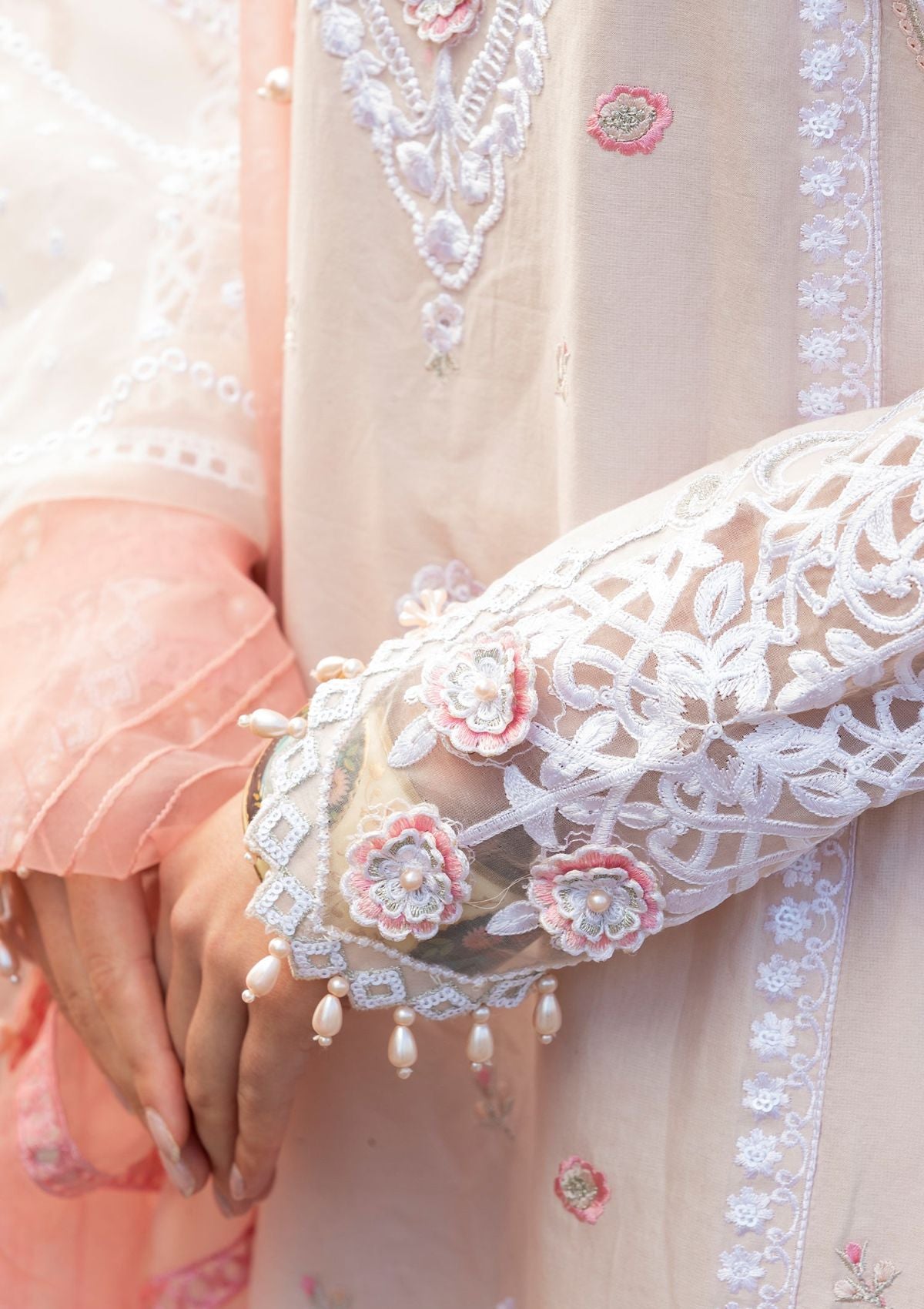 Meem | Luxury Eid Lawn 24 | MD-02 LIGHT PINK by Meem - Designer Dress - Type: Ladies Clothes - Available at Libayah - 100% Original