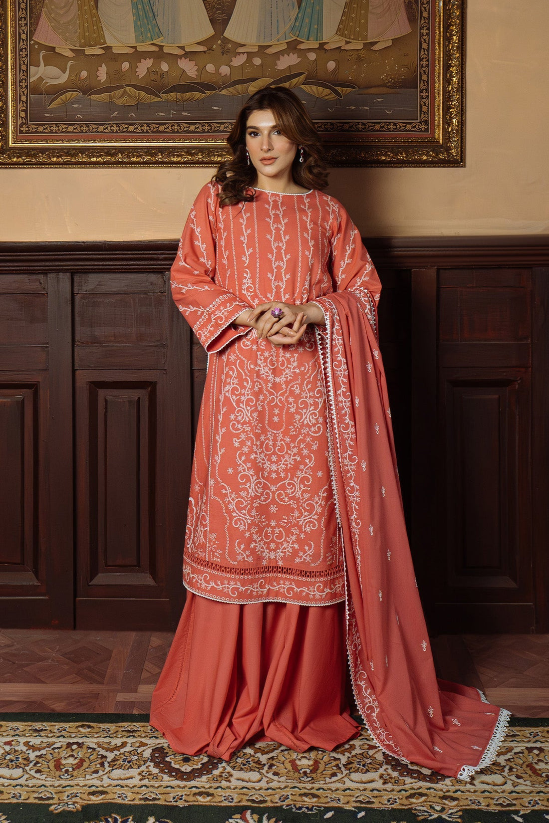 Sahar | Festive Edit Ready to Wear | Gilded Coral - RTW by Sahar - Designer Dress - Type: Ladies Clothes - Available at Libayah - 100% Original