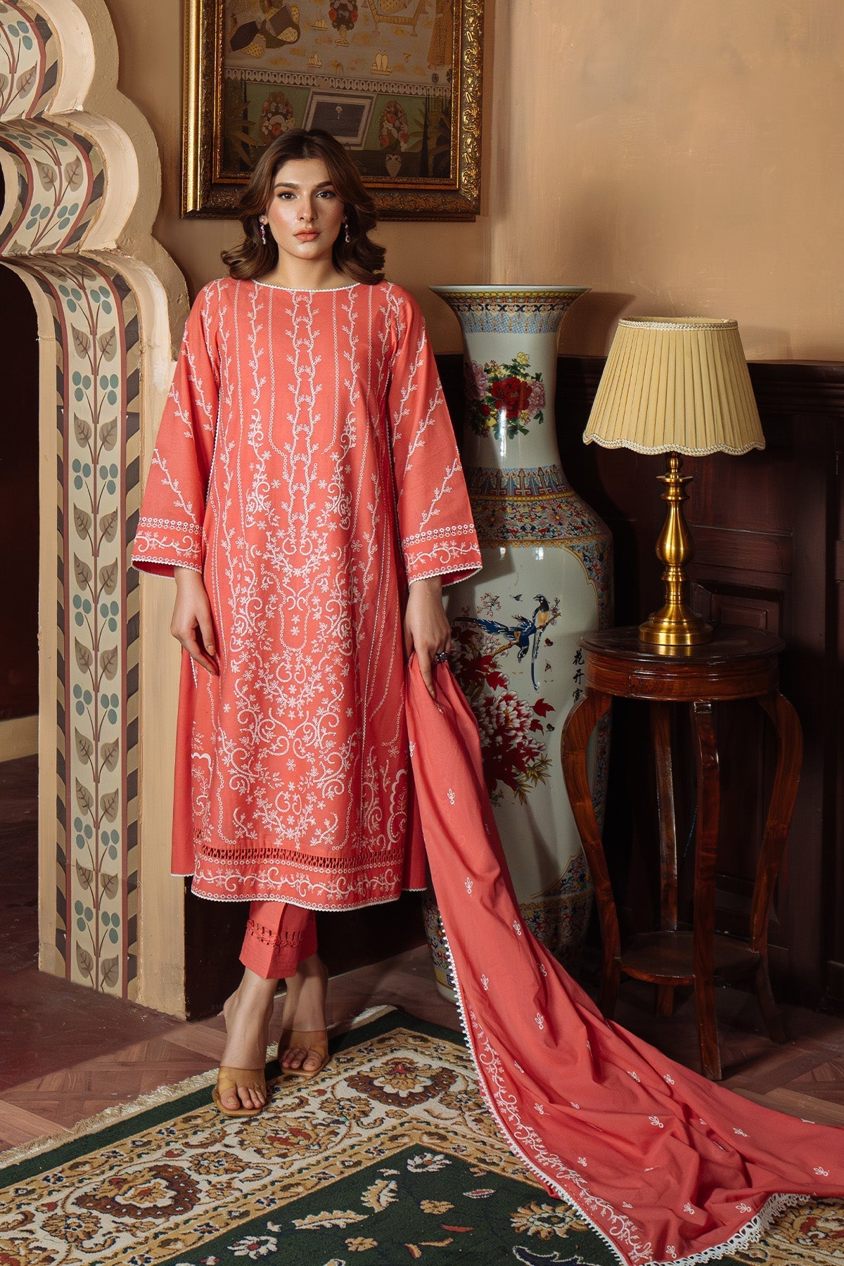 Sahar | Festive Edit Ready to Wear | Gilded Coral - RTW by Sahar - Designer Dress - Type: Ladies Clothes - Available at Libayah - 100% Original