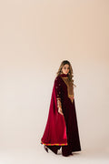 Sammy K | Velvet Festive Edit | Maroon Maxi velvet Outfit by Sammy K - Designer Dress - Type: Ladies Clothes - Available at Libayah - 100% Original