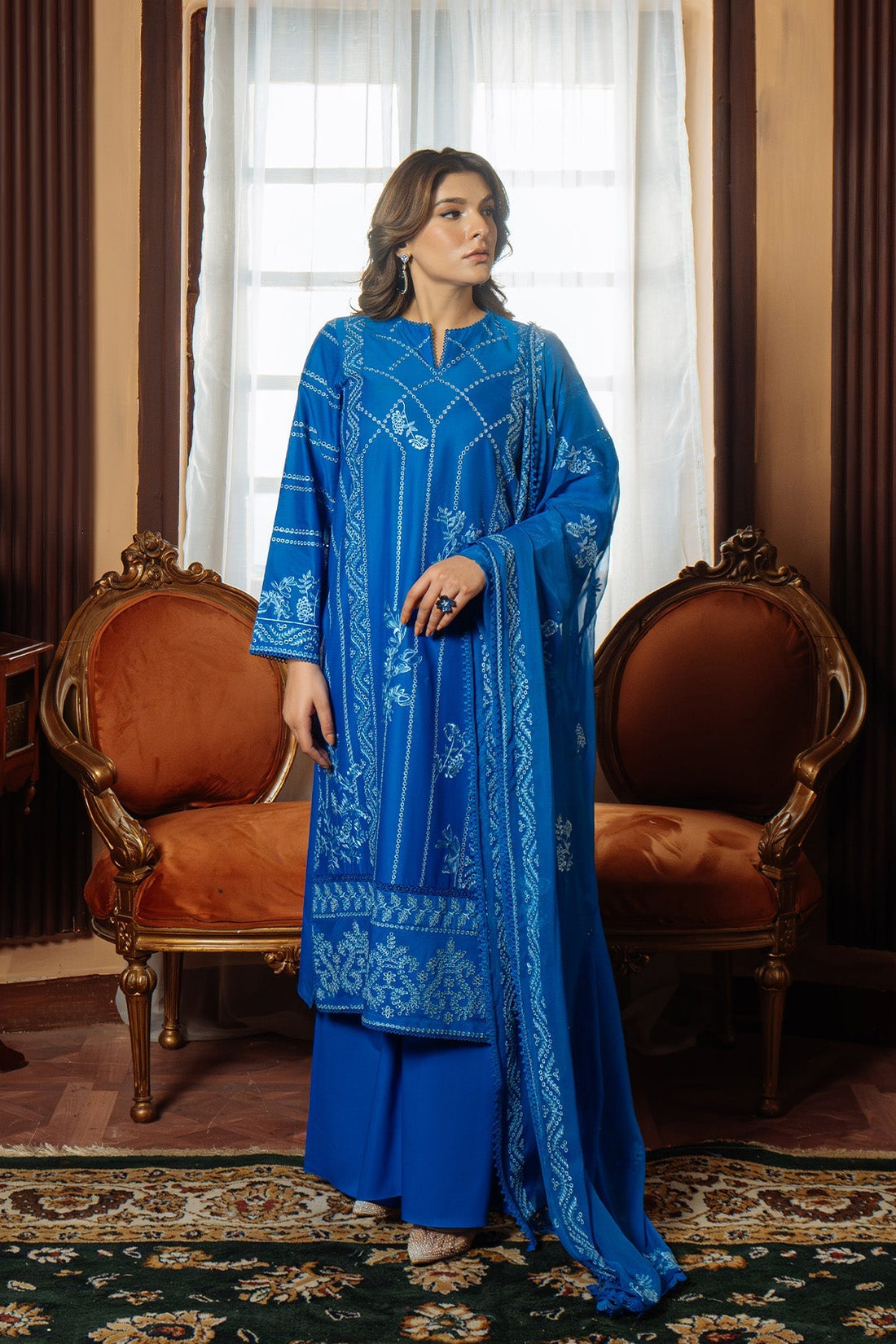 Sahar | Festive Edit Ready to Wear | Moroccan Blue - RTW by Sahar - Designer Dress - Type: Ladies Clothes - Available at Libayah - 100% Original