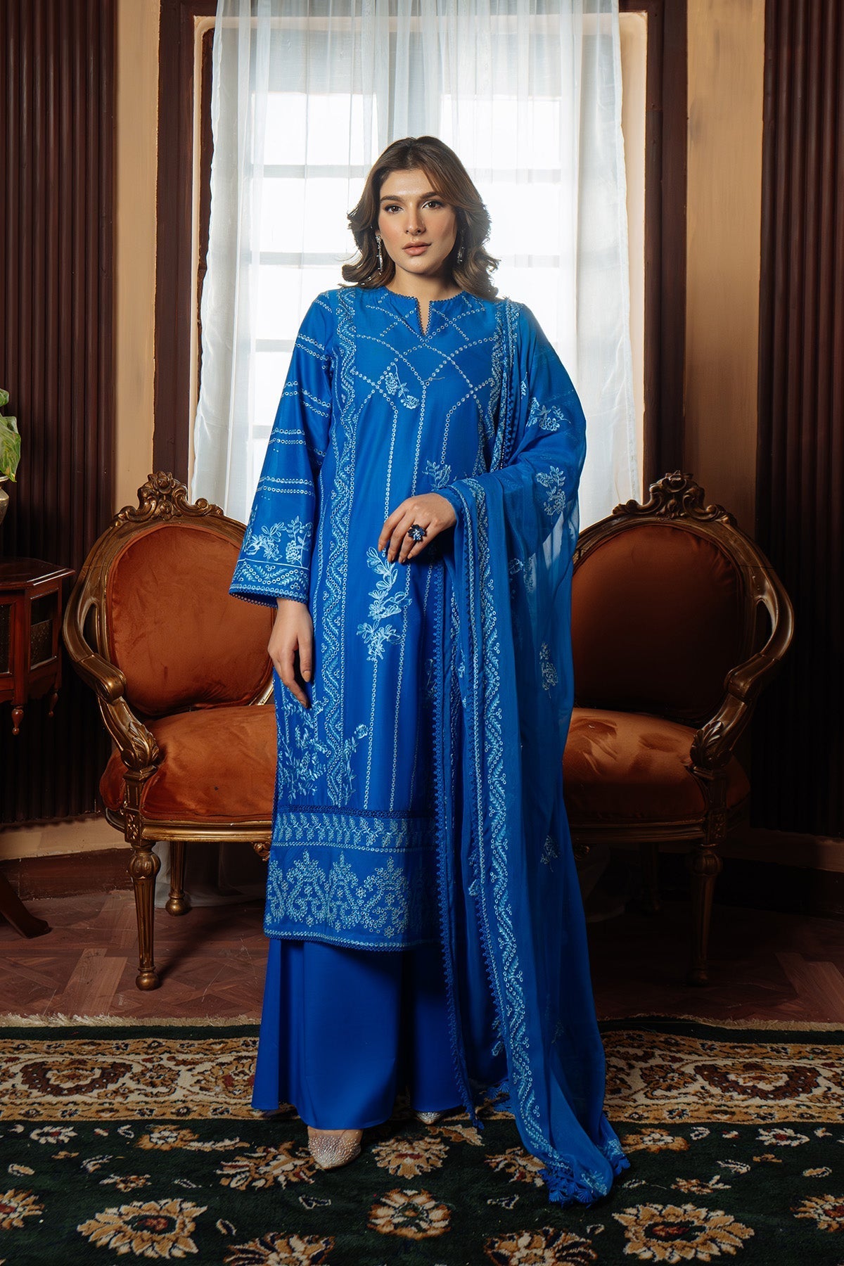 Sahar | Festive Edit Ready to Wear | Moroccan Blue - RTW by Sahar - Designer Dress - Type: Ladies Clothes - Available at Libayah - 100% Original