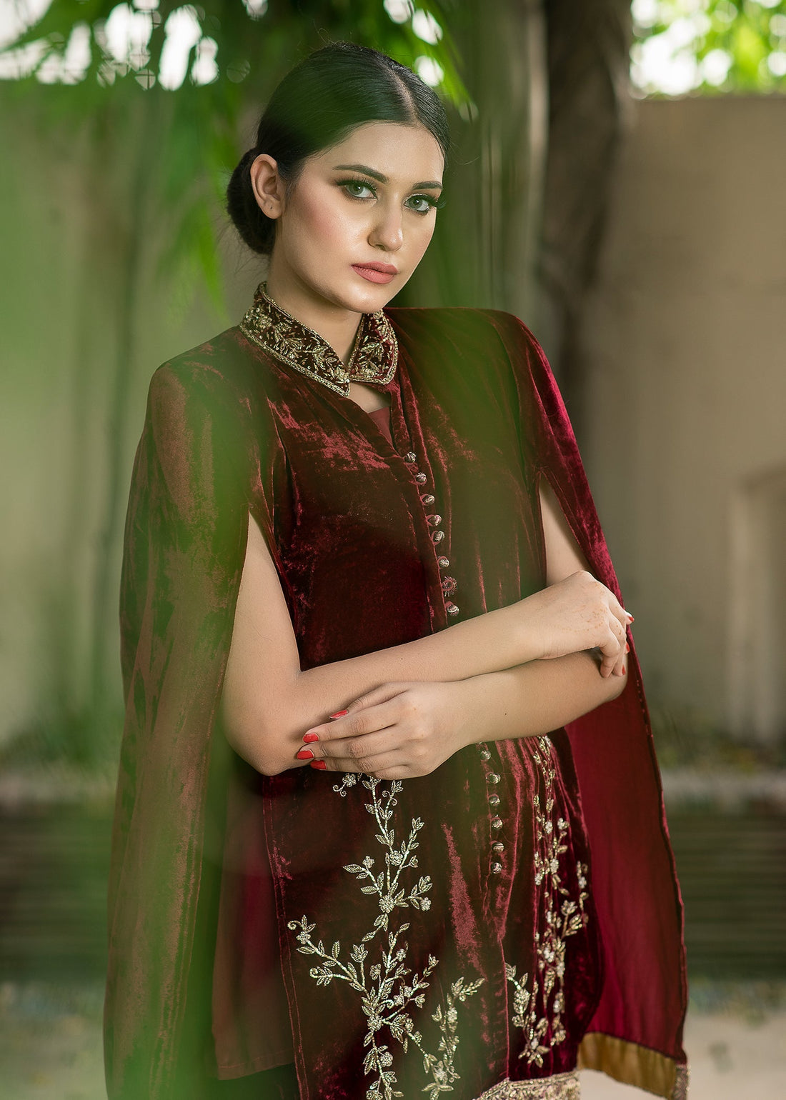 Purple Haze | Velvet Formals |   Maroon Velvet by Purple Haze - Designer Dress - Type: Ladies Clothes - Available at Libayah - 100% Original
