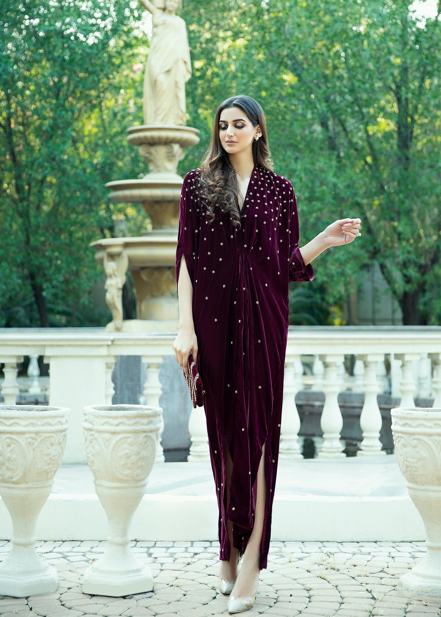 Purple Haze | Velvet Formals |  Burgendy Velvet Kaftan by Purple Haze - Designer Dress - Type: Ladies Clothes - Available at Libayah - 100% Original