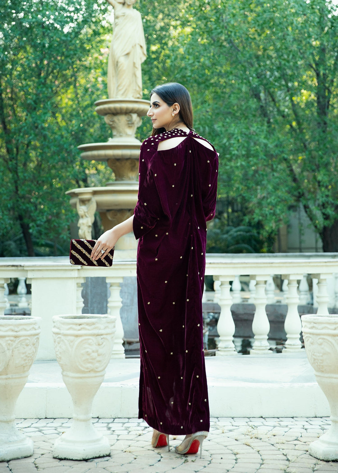 Purple Haze | Velvet Formals |  Burgendy Velvet Kaftan by Purple Haze - Designer Dress - Type: Ladies Clothes - Available at Libayah - 100% Original