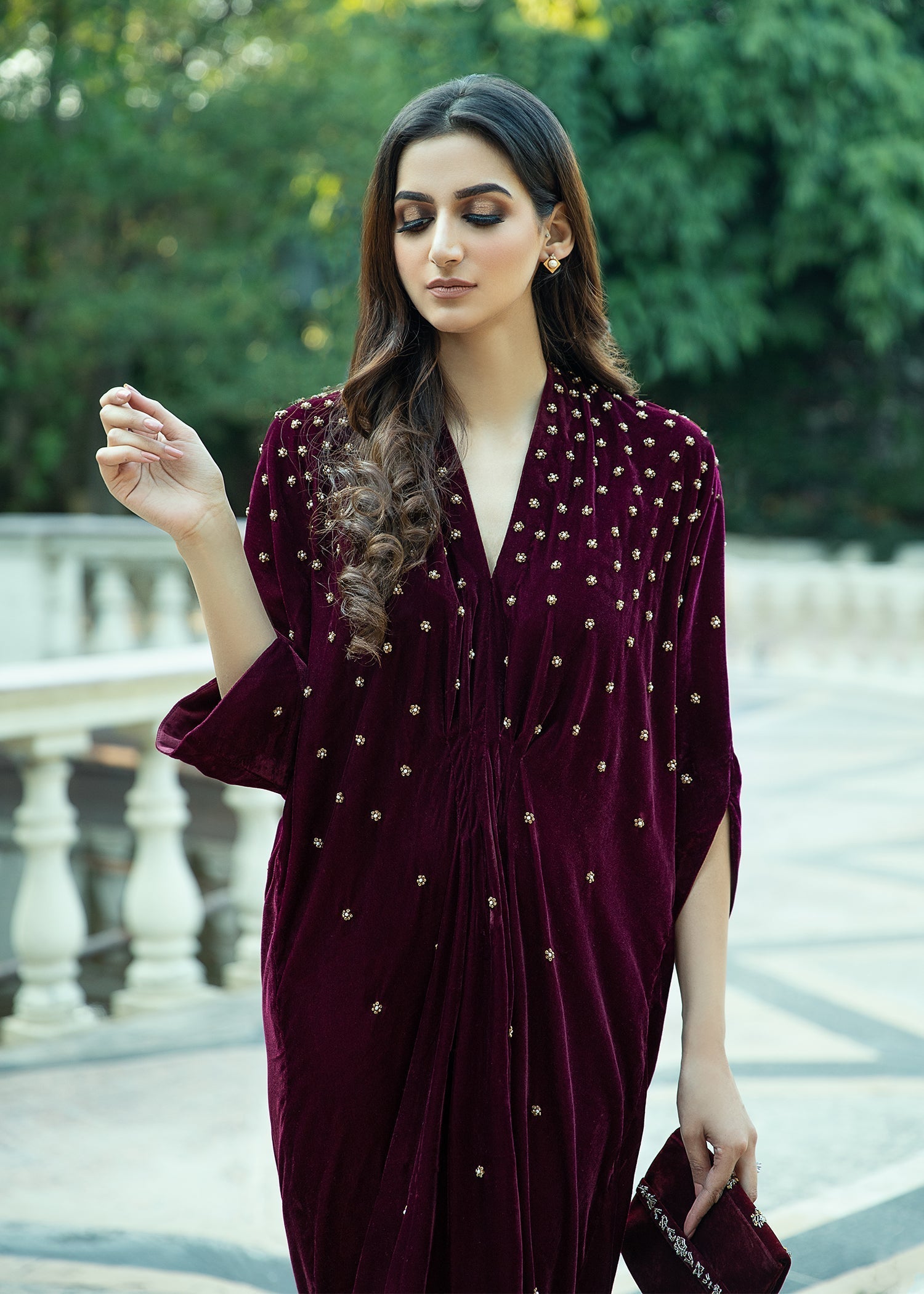 Purple Haze | Velvet Formals |  Burgendy Velvet Kaftan by Purple Haze - Designer Dress - Type: Ladies Clothes - Available at Libayah - 100% Original
