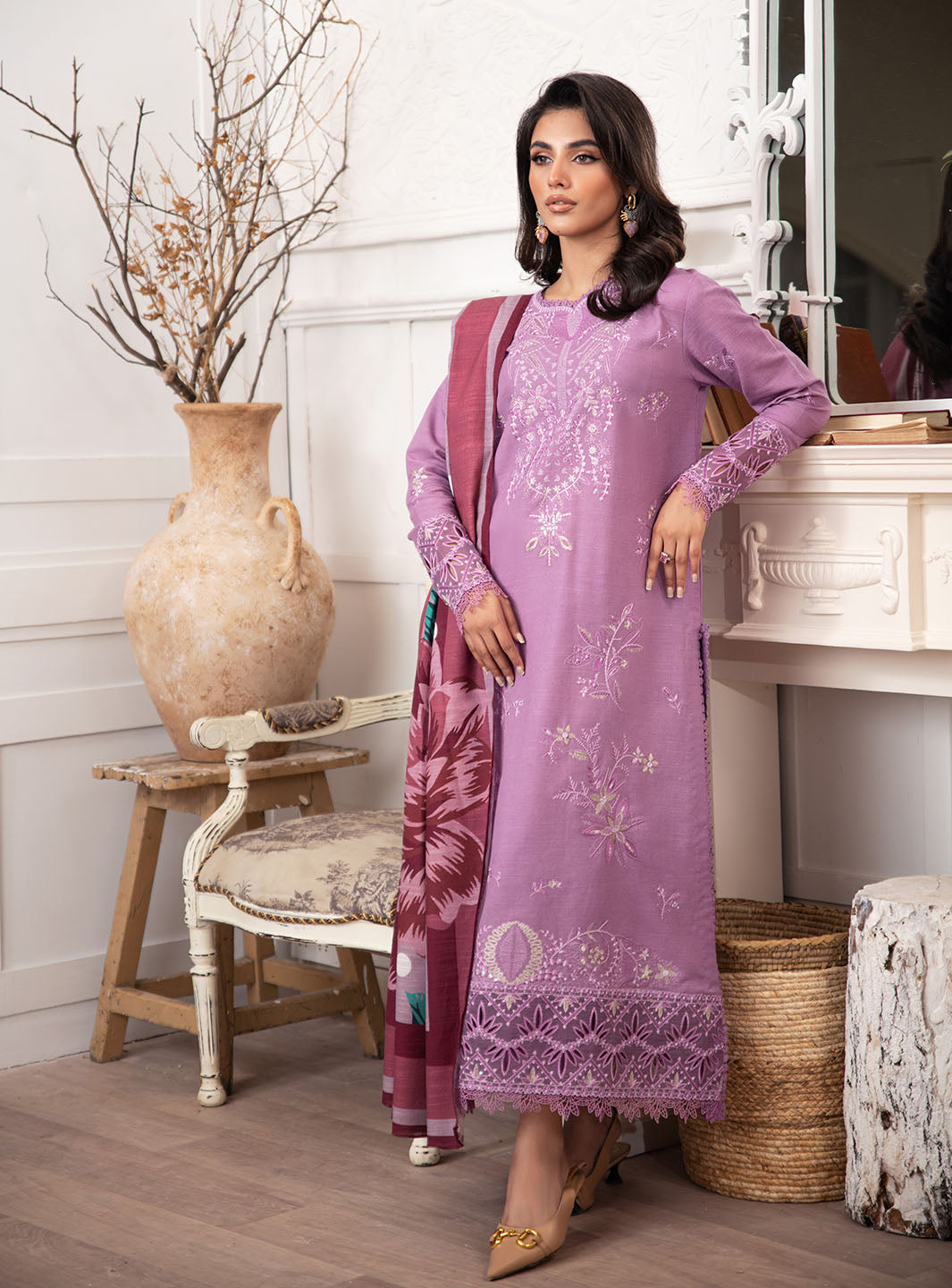 Roheenaz | Meraki Winter Collection | Mauve by Roheenaz - Designer Dress - Type: Ladies Clothes - Available at Libayah - 100% Original