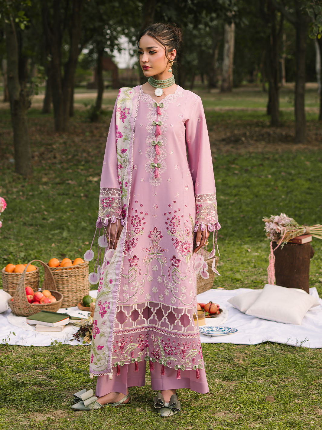Mahnur | Dahlia Luxury Lawn 25 | Rosa by Mahnur - Designer Dress - Type: Ladies Clothes - Available at Libayah - 100% Original