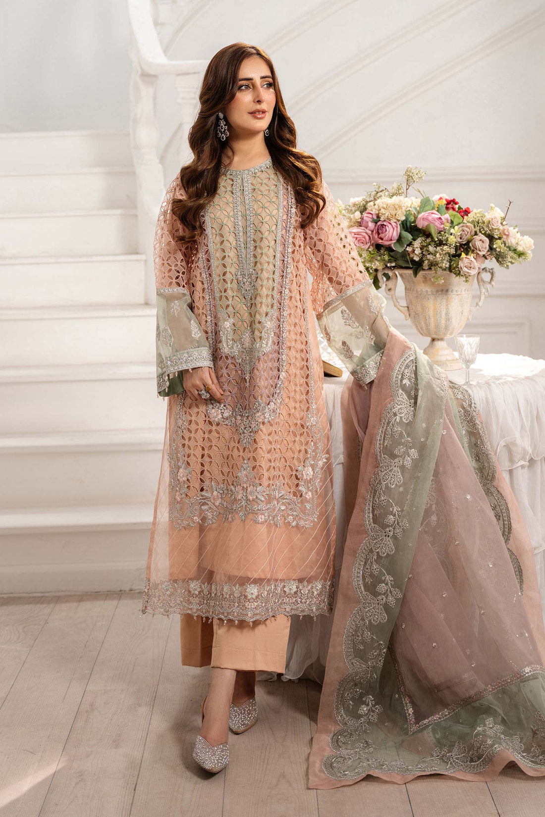 Maria B | Pre Fall 25 | Organza Suit 18 by Maria B - Designer Dress  - Type : Ladies Clothes - Available at Libayah - 100% Original 