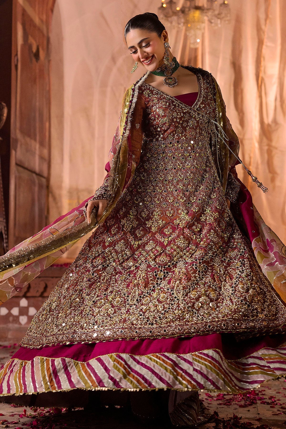 Motifz | Bridal Couture | 0020-NAURATAN EMBROIDERED MESSORI STITCHED by Motifz - Designer Dress - Type: Ladies Clothes - Available at Libayah - 100% Original