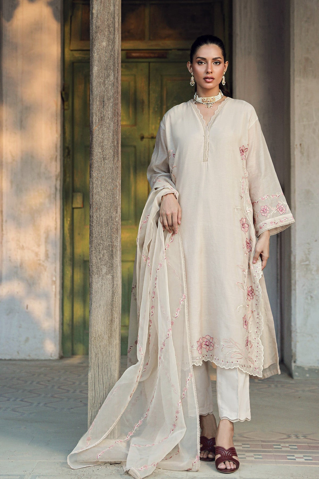 Sahar | Luxe Ready to Wear |  Beige Bloom by Sahar - Designer Dress - Type: Ladies Clothes - Available at Libayah - 100% Original