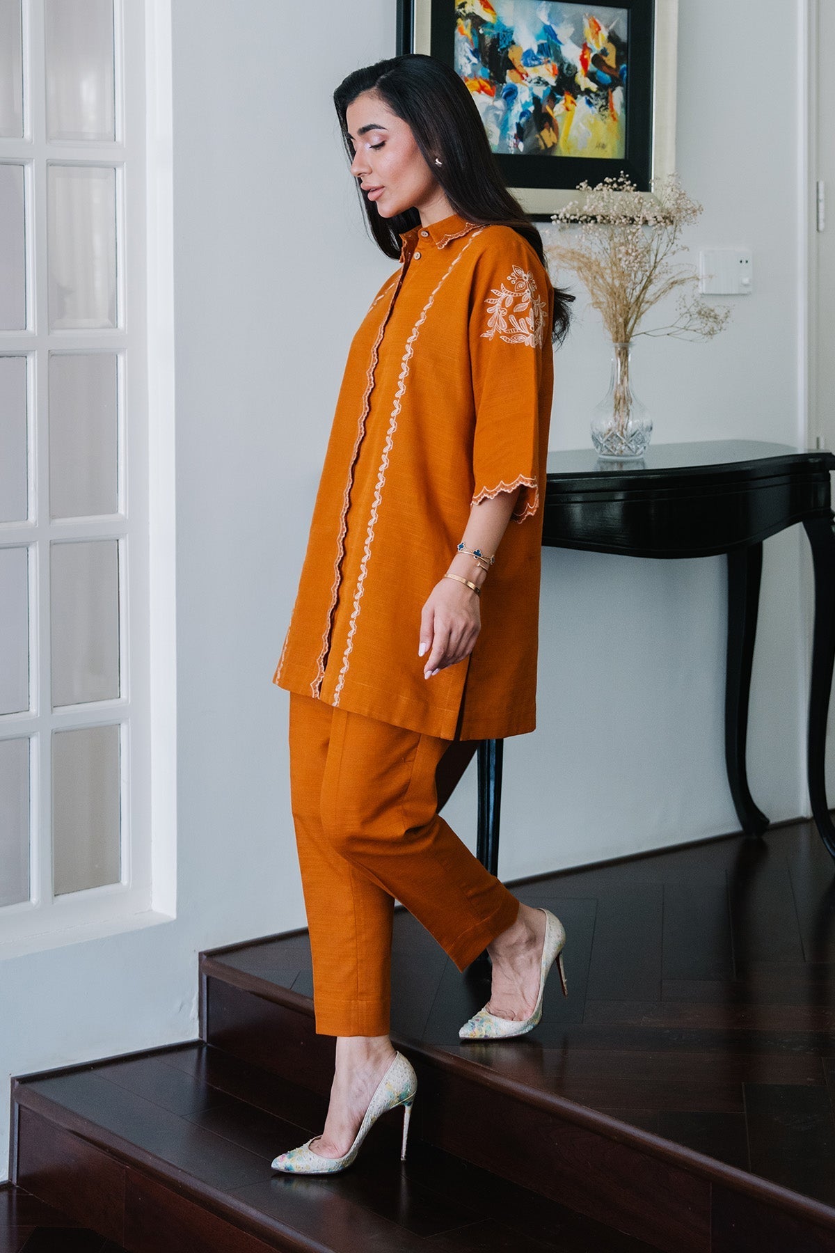 Sahar | Ready to Wear | Saffron Sunset by Sahar - Designer Dress - Type: Ladies Clothes - Available at Libayah - 100% Original