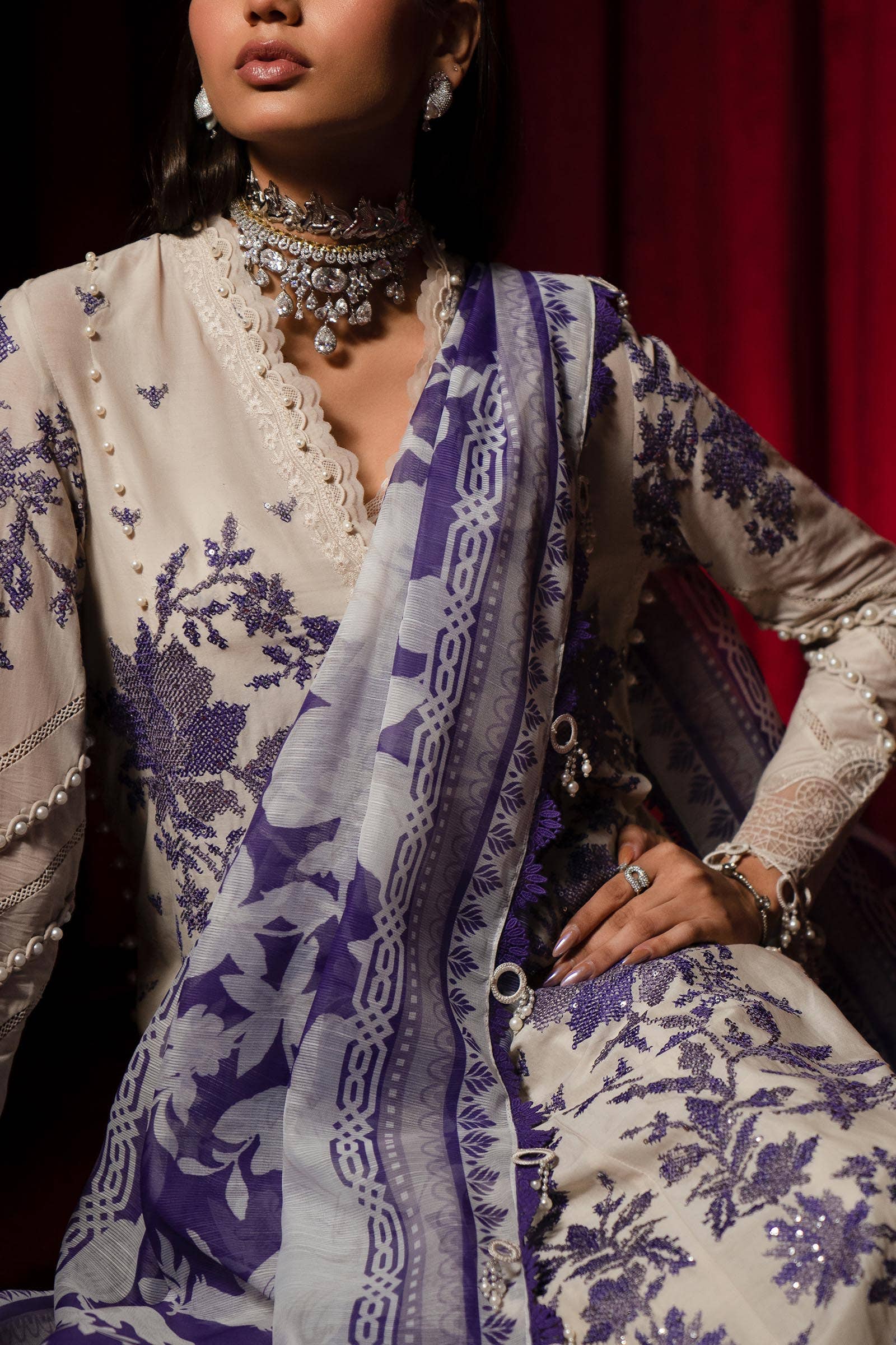 Sana Safinaz | Luxury Collection 24 | L241-008B-3CV by Sana Safinaz - Designer Dress - Type: Ladies Clothes - Available at Libayah - 100% Original