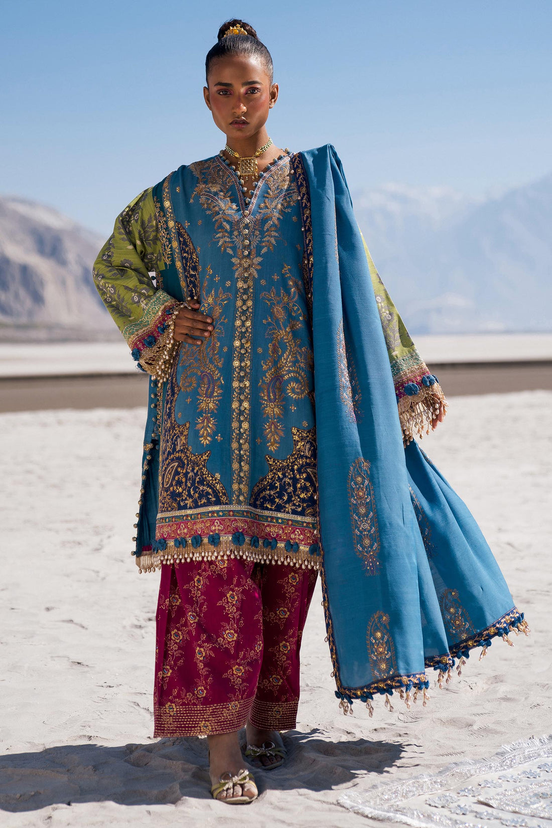 Sana Safinaz | Winter Shawl 24 | S241-002B-3CP by Sana Safinaz - Designer Dress - Type: Ladies Clothes - Available at Libayah - 100% Original