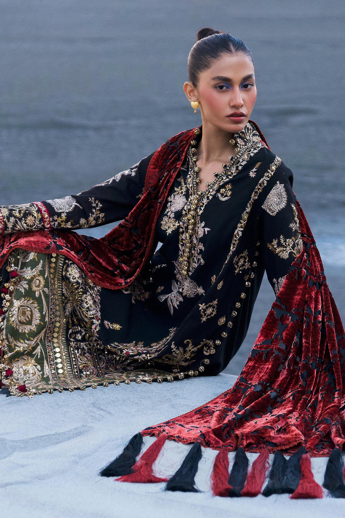 Sana Safinaz | Winter Shawl 24 | S241-001A-3CP by Sana Safinaz - Designer Dress - Type: Ladies Clothes - Available at Libayah - 100% Original