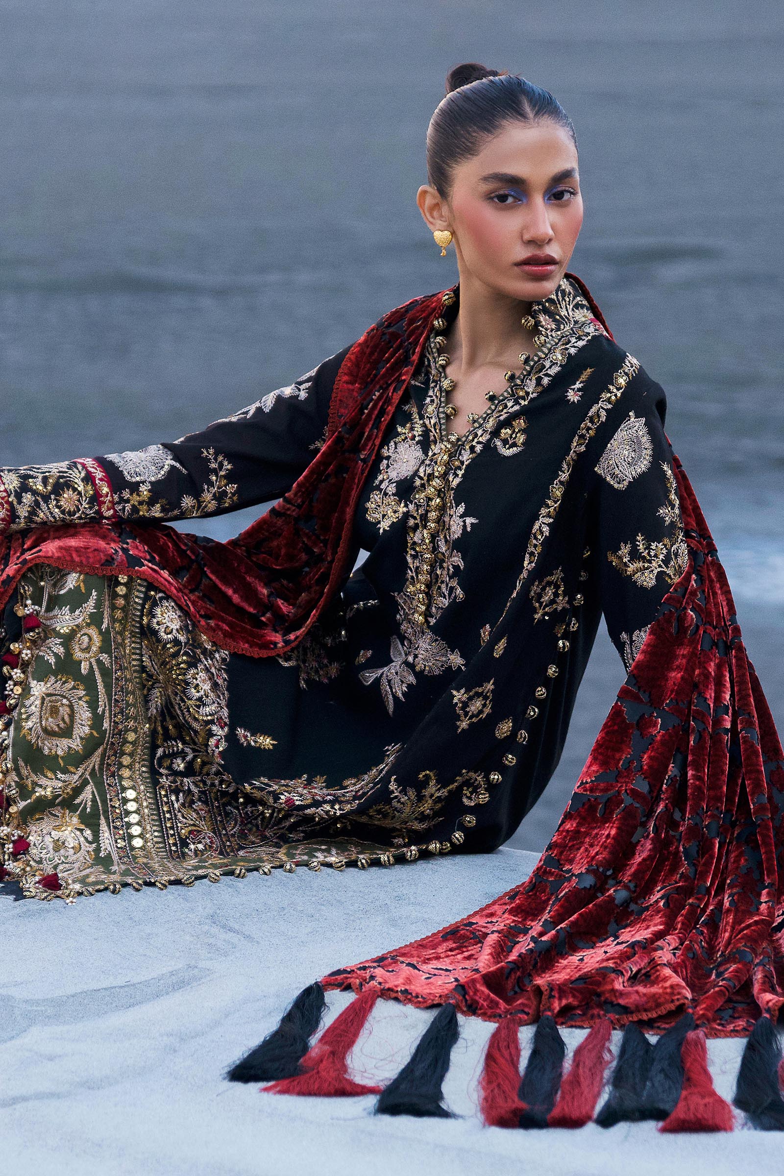 Sana Safinaz | Winter Shawl 24 | S241-001A-3CP by Sana Safinaz - Designer Dress - Type: Ladies Clothes - Available at Libayah - 100% Original
