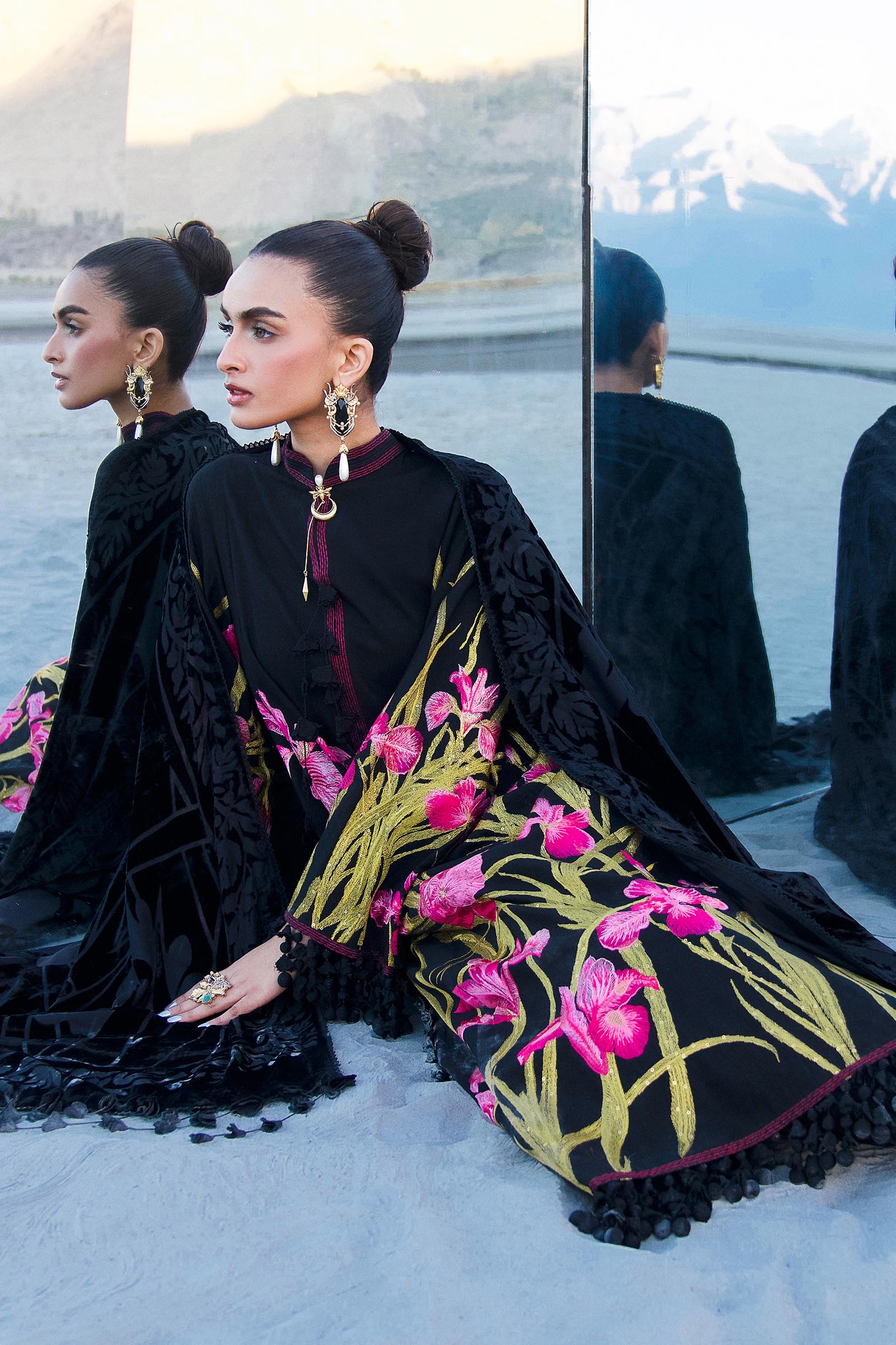 Sana Safinaz | Winter Shawl 24 | S241-003A-3CP by Sana Safinaz - Designer Dress - Type: Ladies Clothes - Available at Libayah - 100% Original