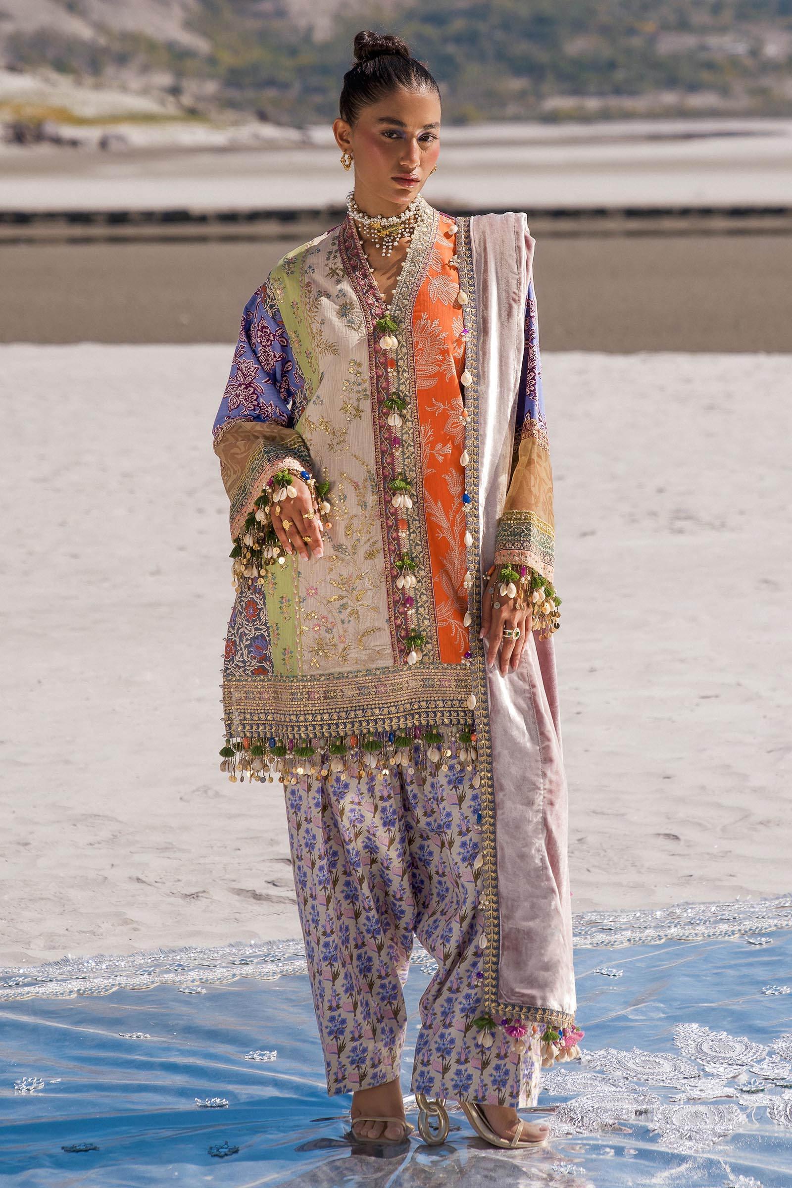 Sana Safinaz | Winter Shawl 24 | S241-006B-3CP by Sana Safinaz - Designer Dress - Type: Ladies Clothes - Available at Libayah - 100% Original