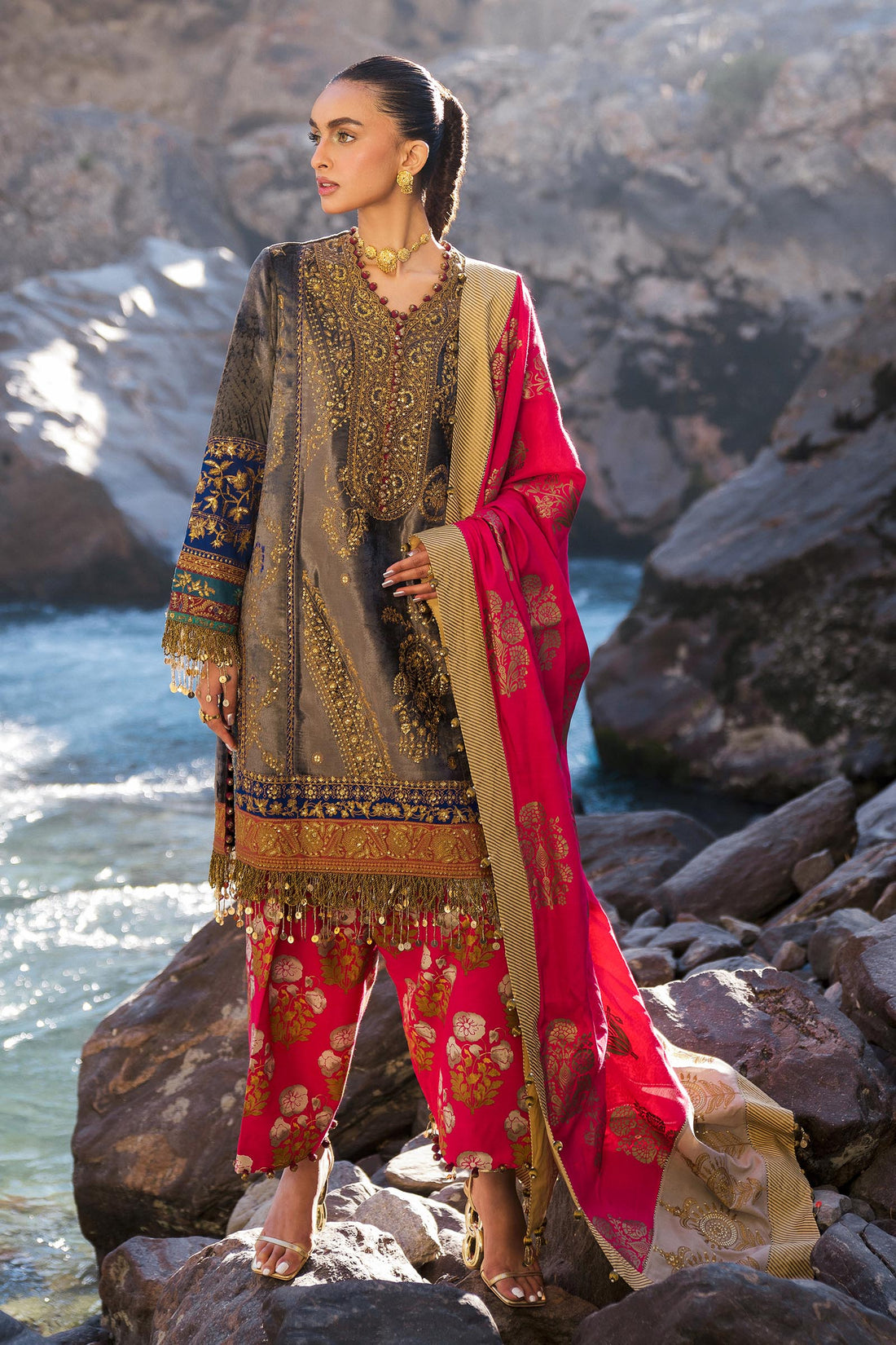 Sana Safinaz | Winter Shawl 24 | V241-004-3CP by Sana Safinaz - Designer Dress - Type: Ladies Clothes - Available at Libayah - 100% Original