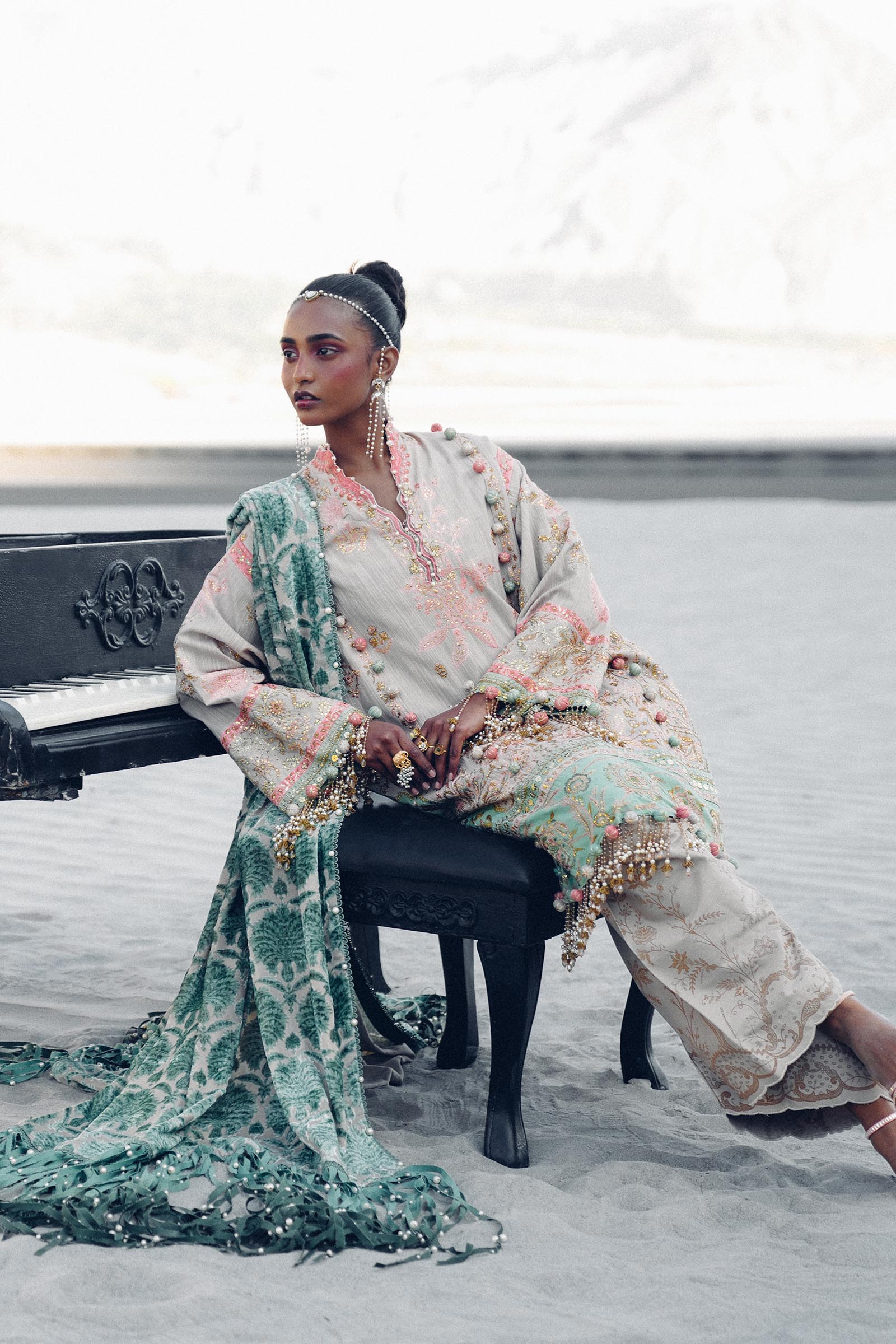 Sana Safinaz | Winter Shawl 24 | S241-001B-3CP by Sana Safinaz - Designer Dress - Type: Ladies Clothes - Available at Libayah - 100% Original