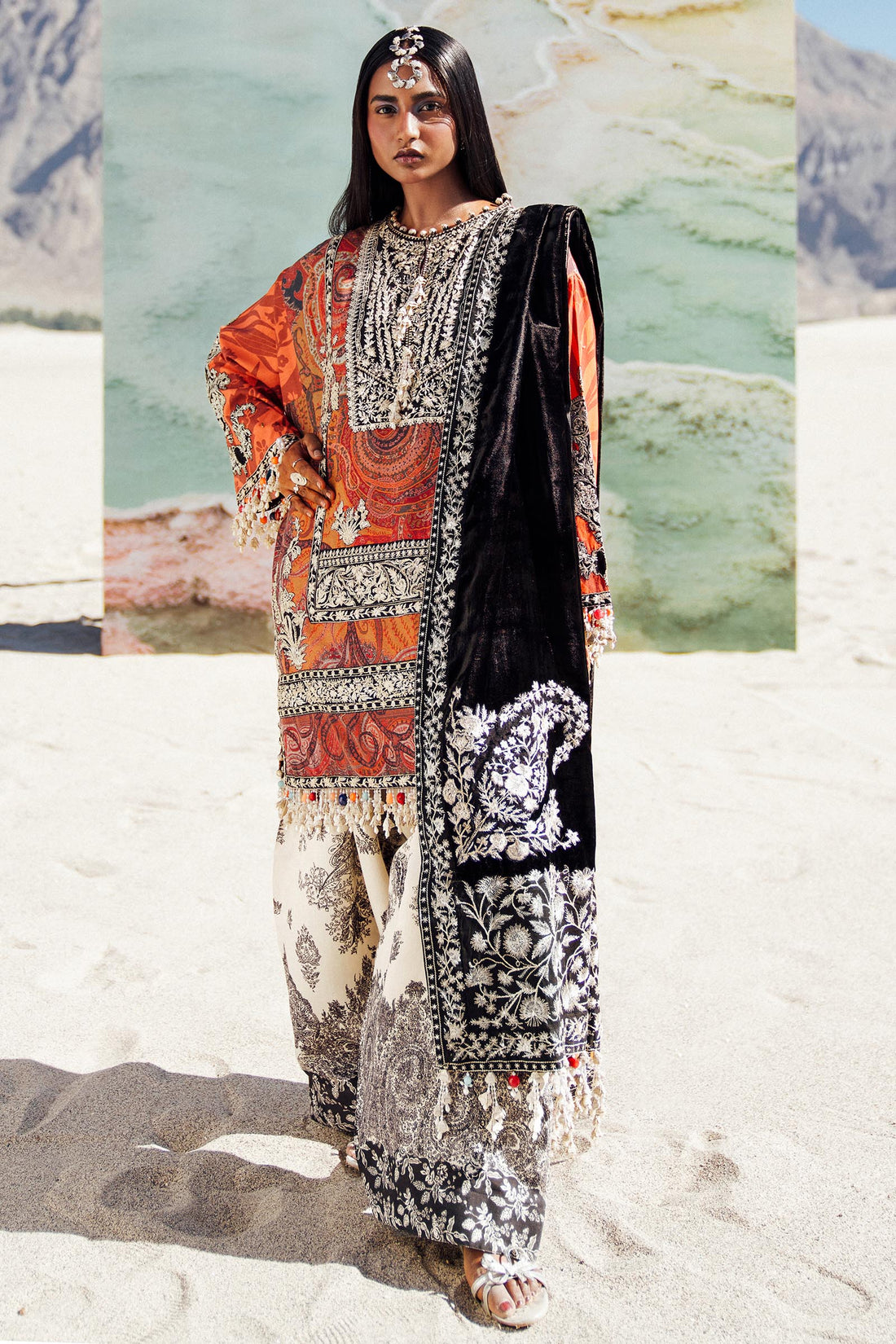 Sana Safinaz | Winter Shawl 24 | V241-007-3CP by Sana Safinaz - Designer Dress - Type: Ladies Clothes - Available at Libayah - 100% Original