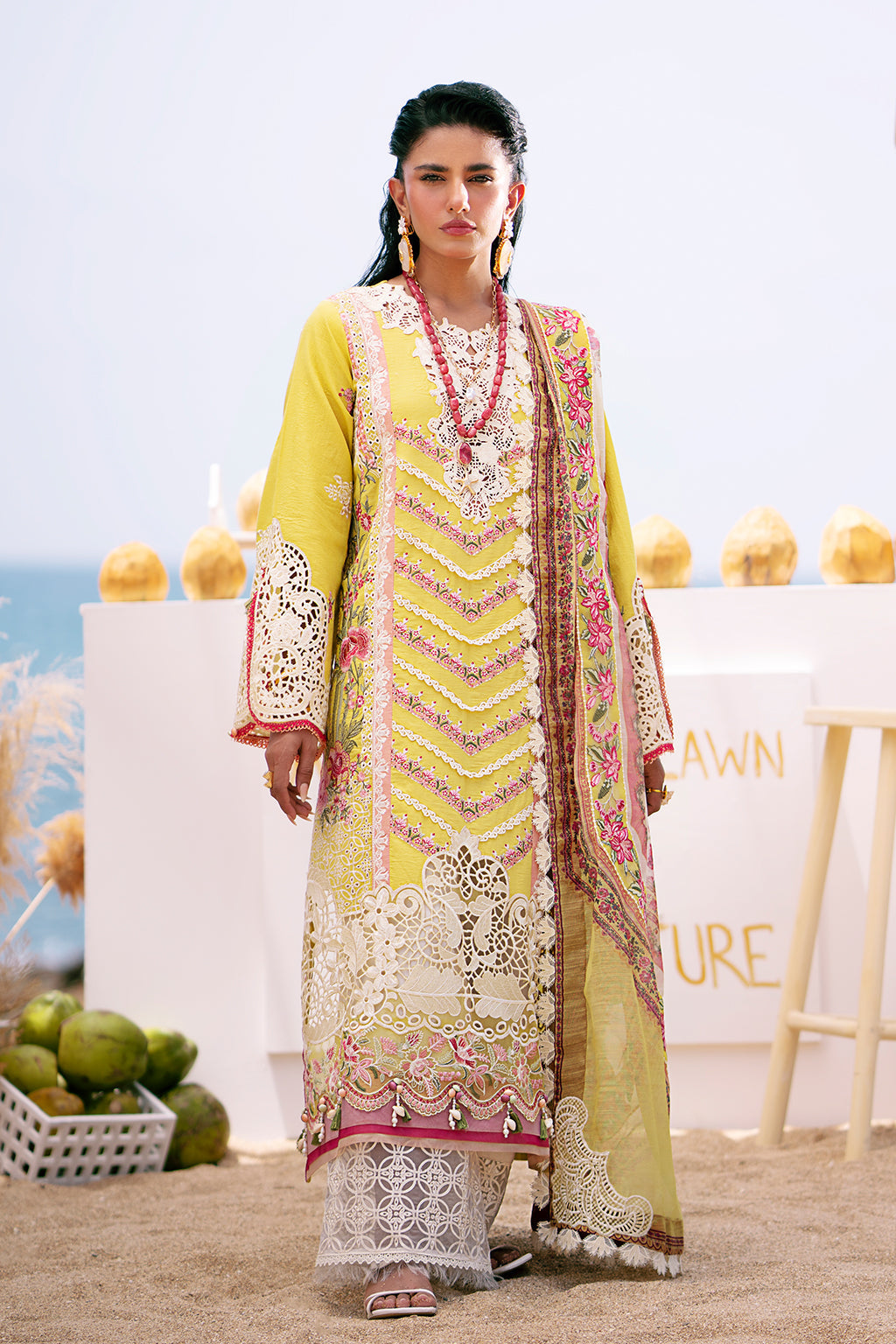 AJR Couture | Dastan Luxury Lawn 25 | Sunset by AJR Couture - Designer Dress - Type: Ladies Clothes - Available at Libayah - 100% Original