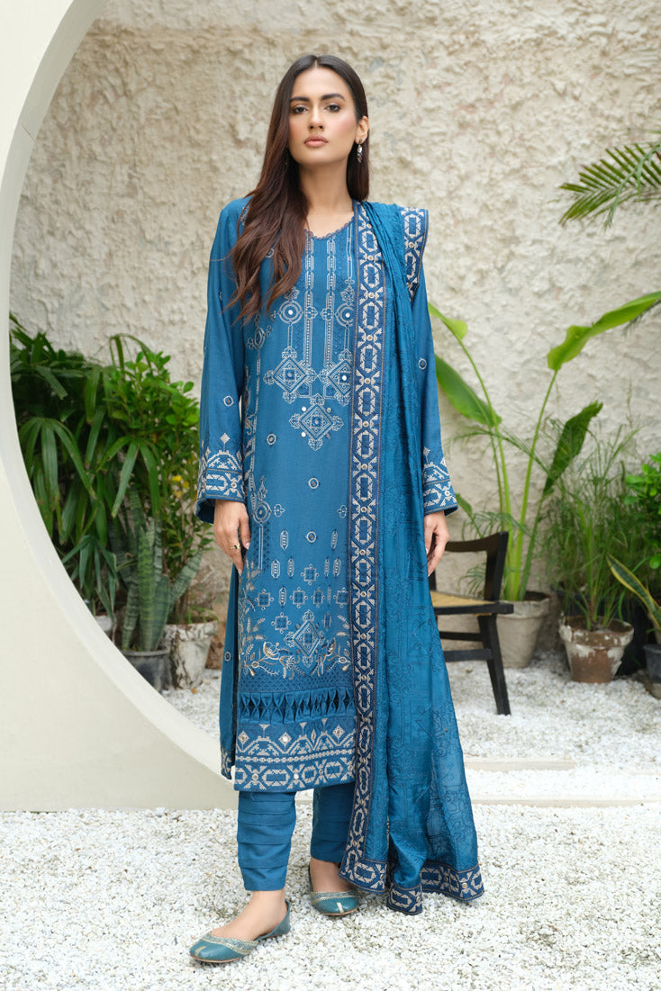 Marjjan | Aangan Embroidered Viscose |  SKC-100 (TEAL BLUE) by Marjjan - Designer Dress - Type: Ladies Clothes - Available at Libayah - 100% Original