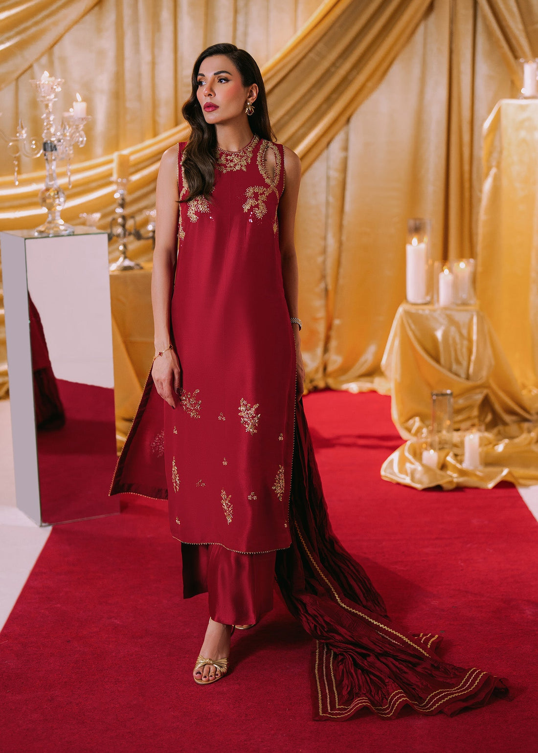 Umsha | Makhmal Winter Faves 24 |  Lipstick Red by Umsha - Designer Dress - Type: Ladies Clothes - Available at Libayah - 100% Original