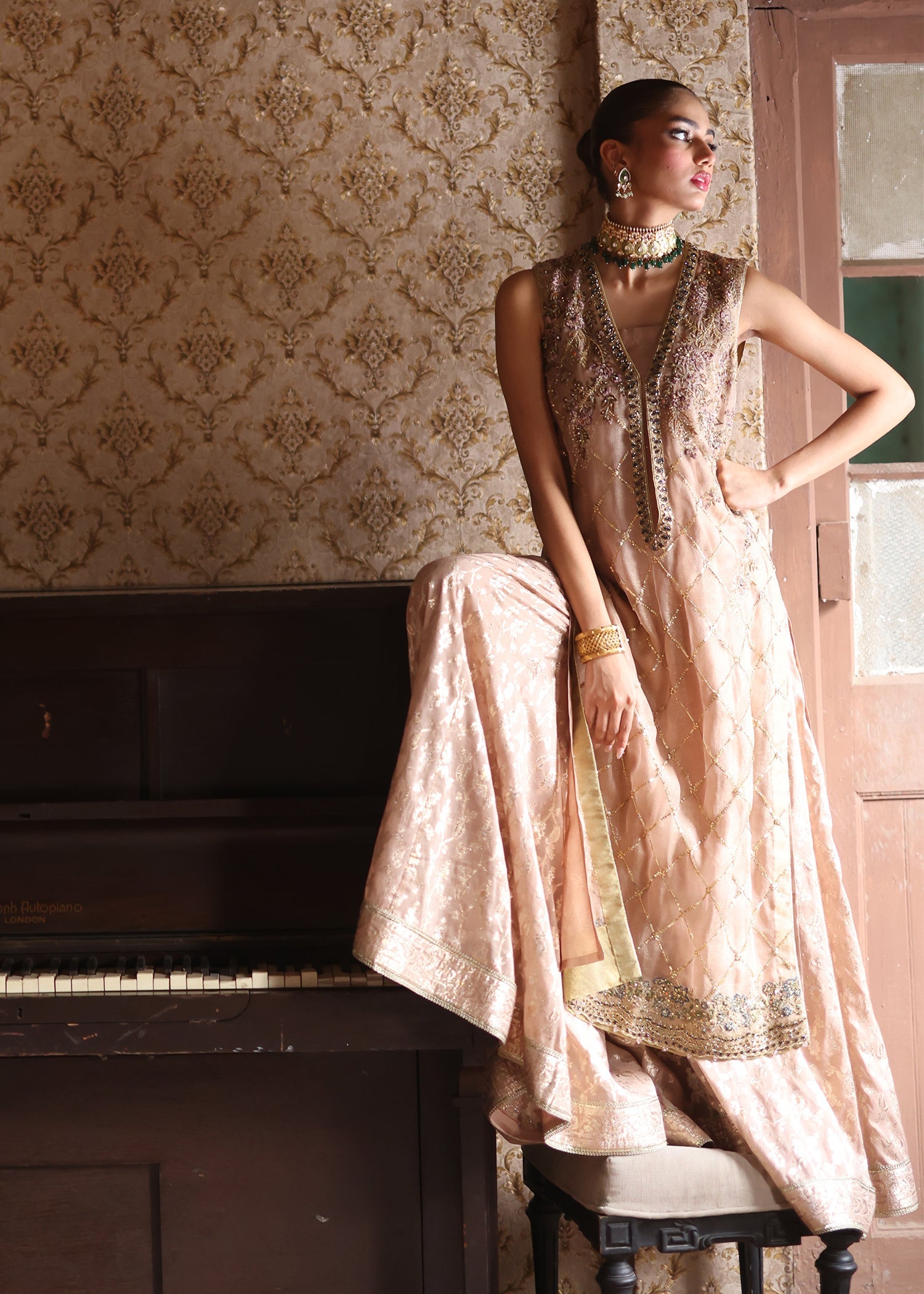 Umsha | Mehfil-e-Rang | Timeless Taupe by Umsha - Designer Dress - Type: Ladies Clothes - Available at Libayah - 100% Original