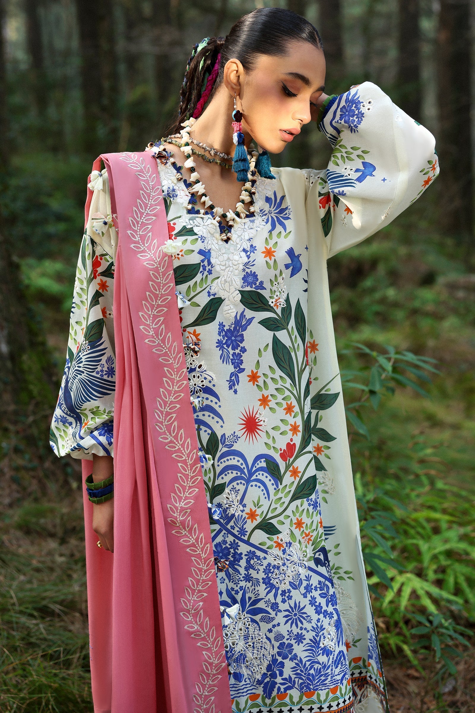 Zaha | Lawn 25 | WHITE SOLANA (ZL25-03 B) by Zaha - Designer Dress - Type: Ladies Clothes - Available at Libayah - 100% Original