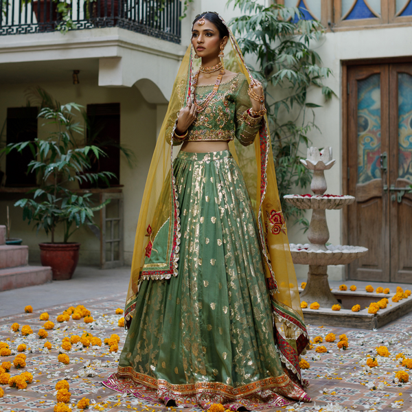 Wahajmkhan | Bahar Begum Formals | GREEN GALORE by Wahaj M.Khan - Designer Dress - Type: Ladies Clothes - Available at Libayah - 100% Original