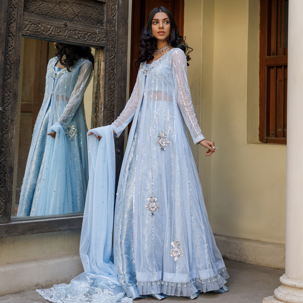 Wahajmkhan | Bahar Begum Formals | BABY BLUE BAHAR by Wahaj M.Khan - Designer Dress - Type: Ladies Clothes - Available at Libayah - 100% Original