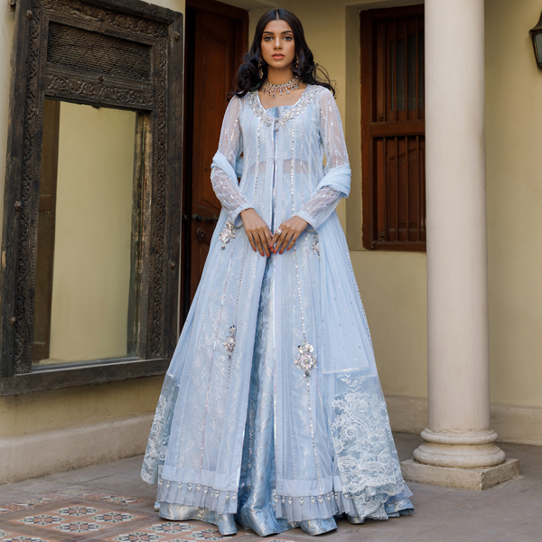 Wahajmkhan | Bahar Begum Formals | BABY BLUE BAHAR by Wahaj M.Khan - Designer Dress - Type: Ladies Clothes - Available at Libayah - 100% Original