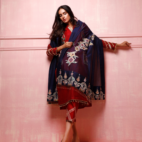 Wahajmkhan | Festive Fiesta Formals | RED ROUGE by Wahaj M.Khan - Designer Dress - Type: Ladies Clothes - Available at Libayah - 100% Original